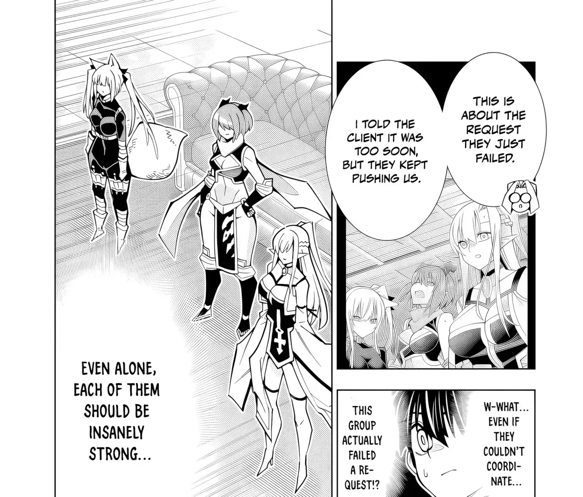 A perpetually F-rank, bottom-tier adventurer with the skill of "interpreter" teams up with the strongest, most beautiful girls of different races, blossoms his talent, and becomes unstoppable. Chapter 1.6 page 65 - 