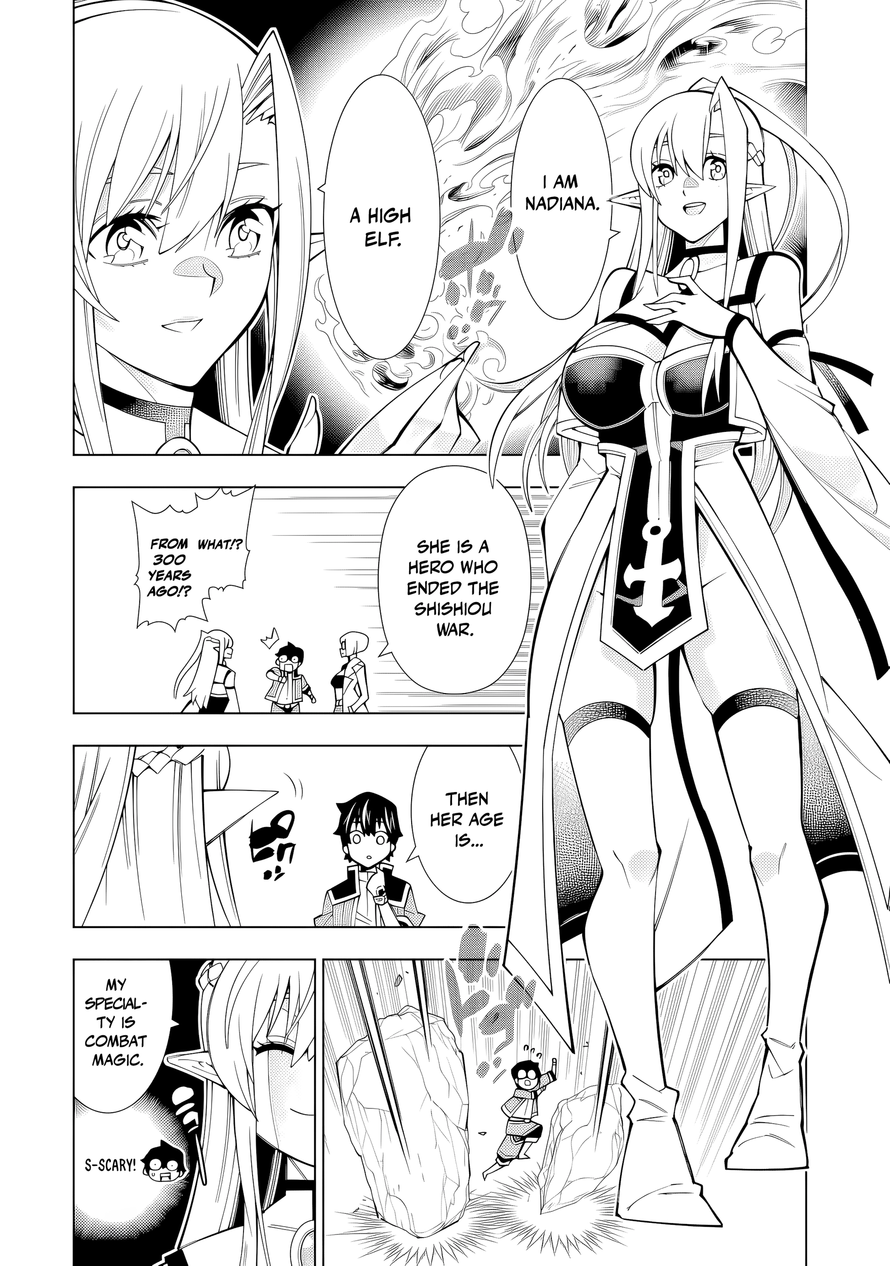 A perpetually F-rank, bottom-tier adventurer with the skill of "interpreter" teams up with the strongest, most beautiful girls of different races, blossoms his talent, and becomes unstoppable. Chapter 1 page 24 - 