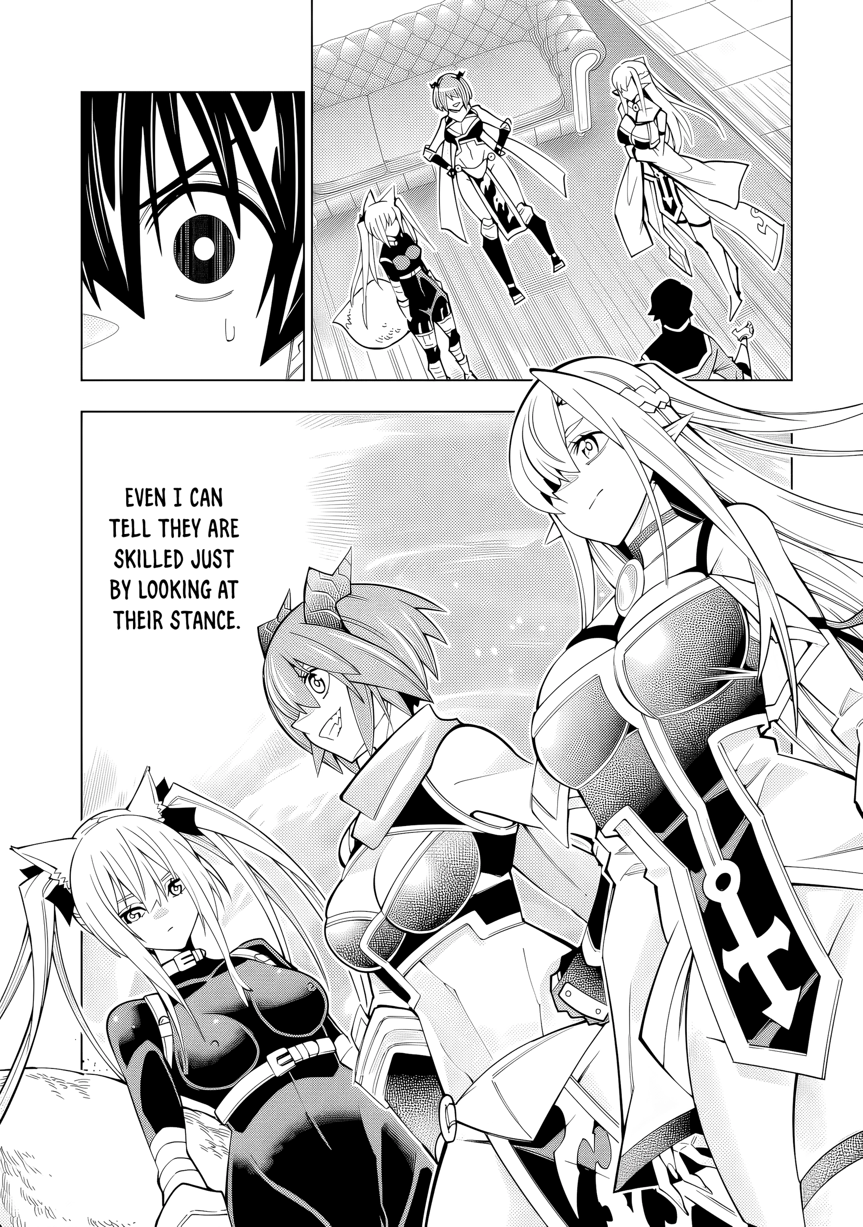 A perpetually F-rank, bottom-tier adventurer with the skill of "interpreter" teams up with the strongest, most beautiful girls of different races, blossoms his talent, and becomes unstoppable. Chapter 1 page 27 - 