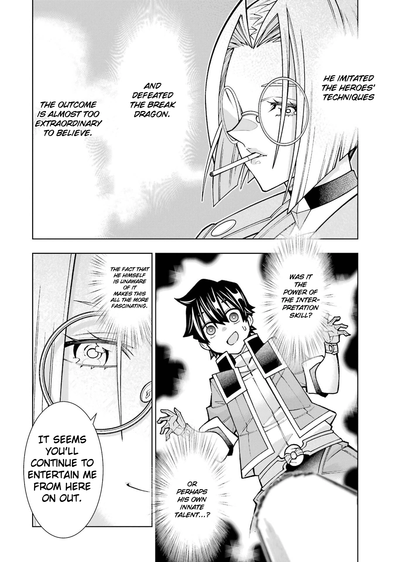 A perpetually F-rank, bottom-tier adventurer with the skill of "interpreter" teams up with the strongest, most beautiful girls of different races, blossoms his talent, and becomes unstoppable. Chapter 3 page 5 - 