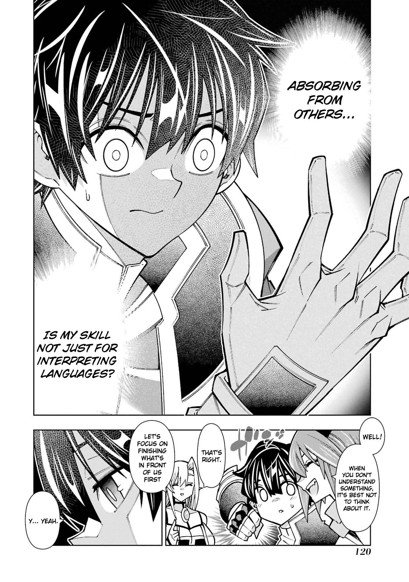 A perpetually F-rank, bottom-tier adventurer with the skill of "interpreter" teams up with the strongest, most beautiful girls of different races, blossoms his talent, and becomes unstoppable. Chapter 3 page 9 - 