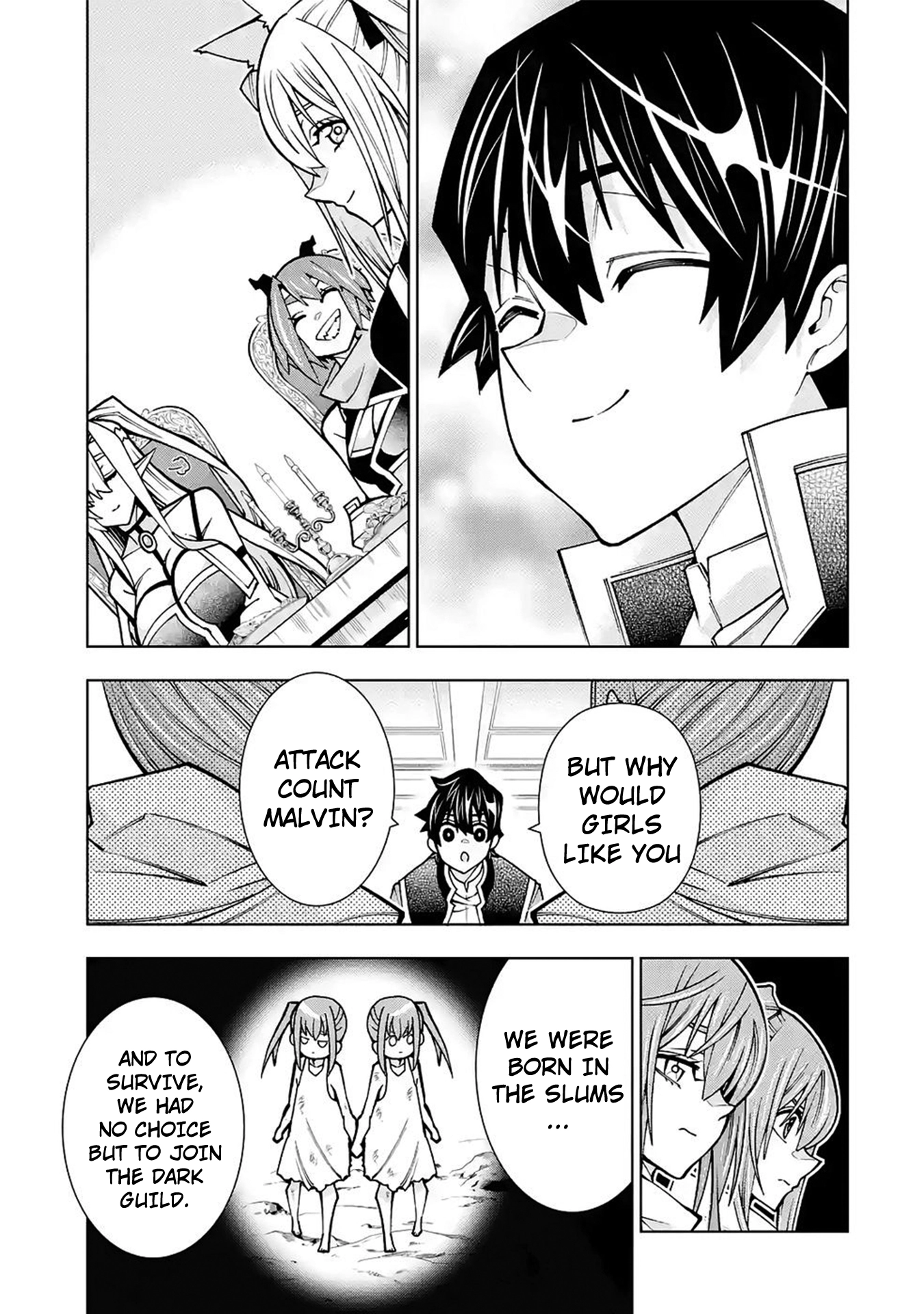 A perpetually F-rank, bottom-tier adventurer with the skill of "interpreter" teams up with the strongest, most beautiful girls of different races, blossoms his talent, and becomes unstoppable. Chapter 4 page 18 - 