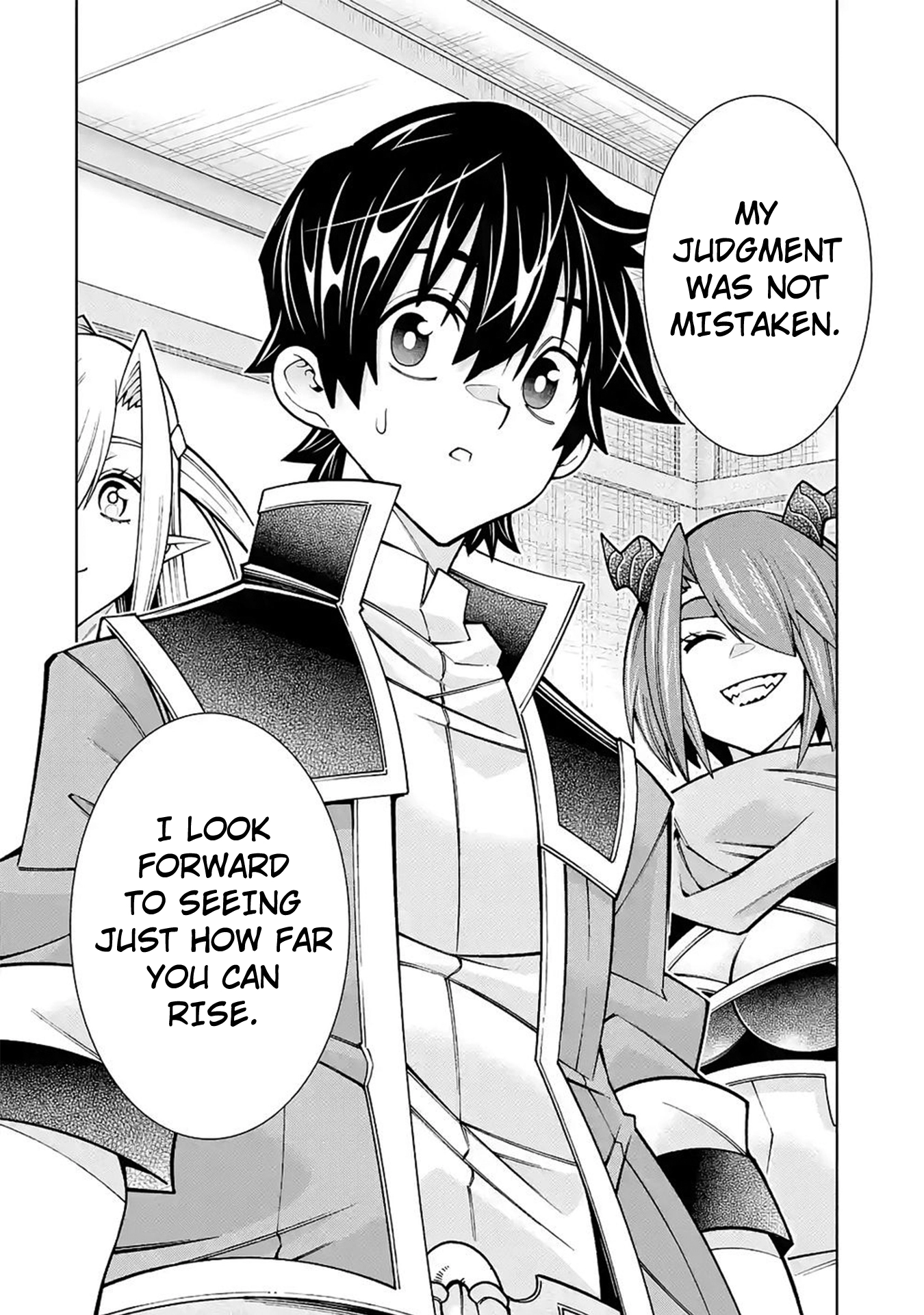 A perpetually F-rank, bottom-tier adventurer with the skill of "interpreter" teams up with the strongest, most beautiful girls of different races, blossoms his talent, and becomes unstoppable. Chapter 4 page 25 - 