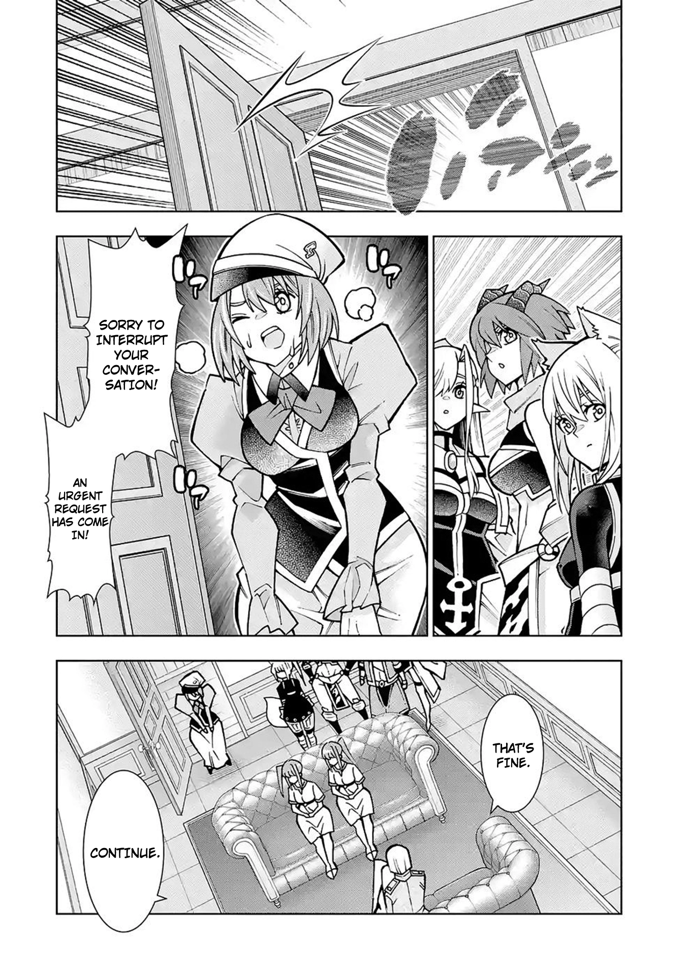 A perpetually F-rank, bottom-tier adventurer with the skill of "interpreter" teams up with the strongest, most beautiful girls of different races, blossoms his talent, and becomes unstoppable. Chapter 4 page 27 - 