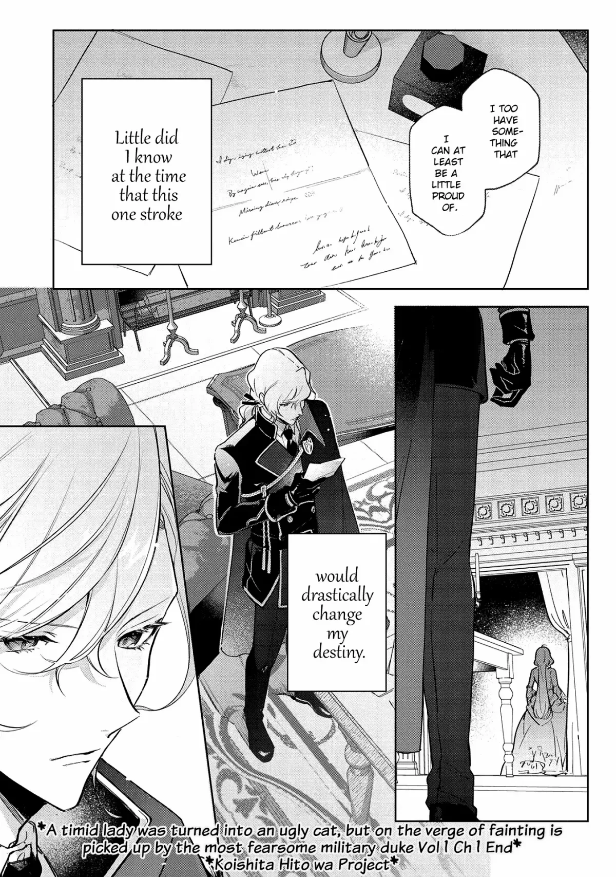A Timid Lady was Turned into an Ugly Cat, but on the Verge of Fainting is  Picked up by the Most Fearsome Military Duke Chapter 1 page 39 - 