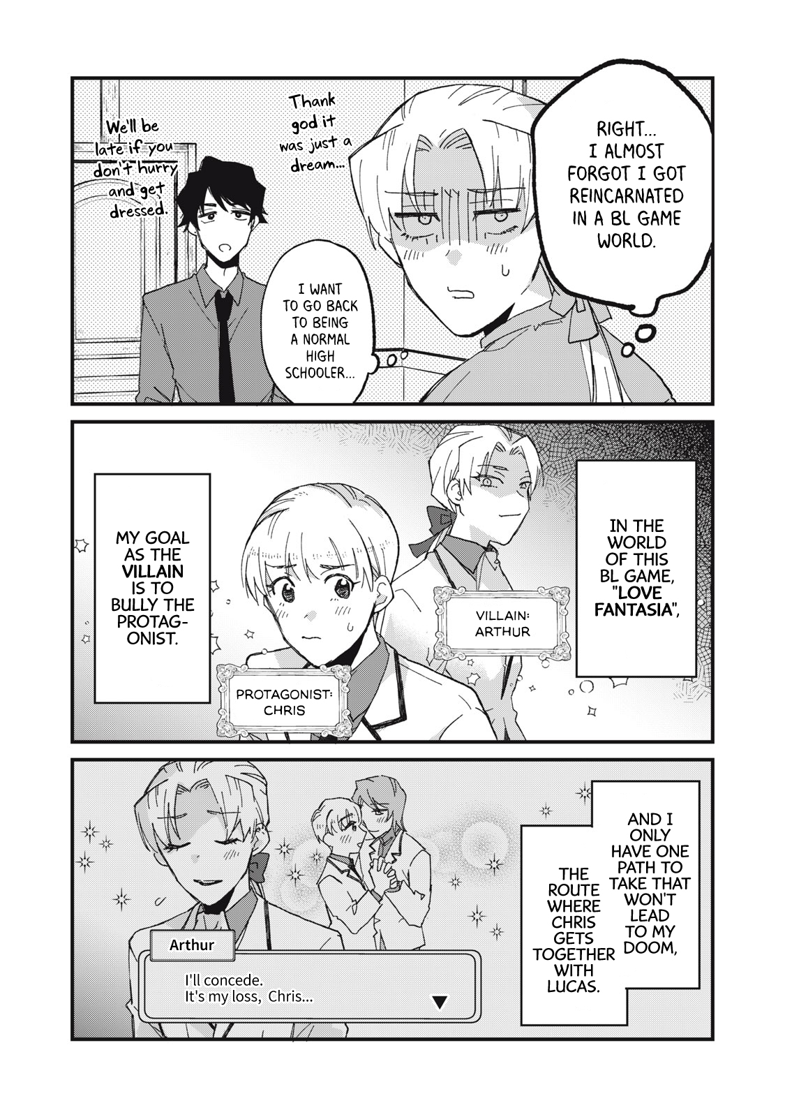 Aishite Hoshi no wa Ore Janai no ni! ~BL Game no Akuyaku Reisoku ni Tenseishita no ni Kirawarenakute Komattemasu~ Chapter 2 page 3 - 
