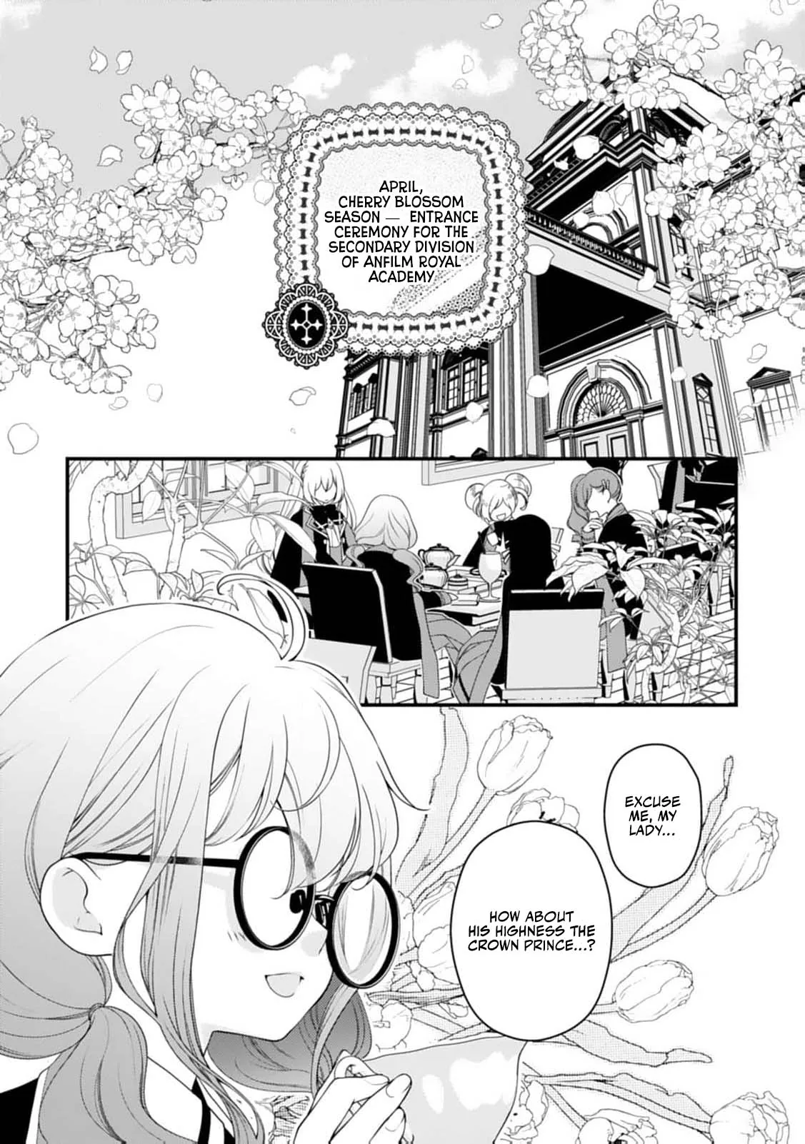 Akuyaku Reijou no Torimaki A desu ga, Outaishi Denka ni Semarareteimasu. Chapter 1 page 3 - 