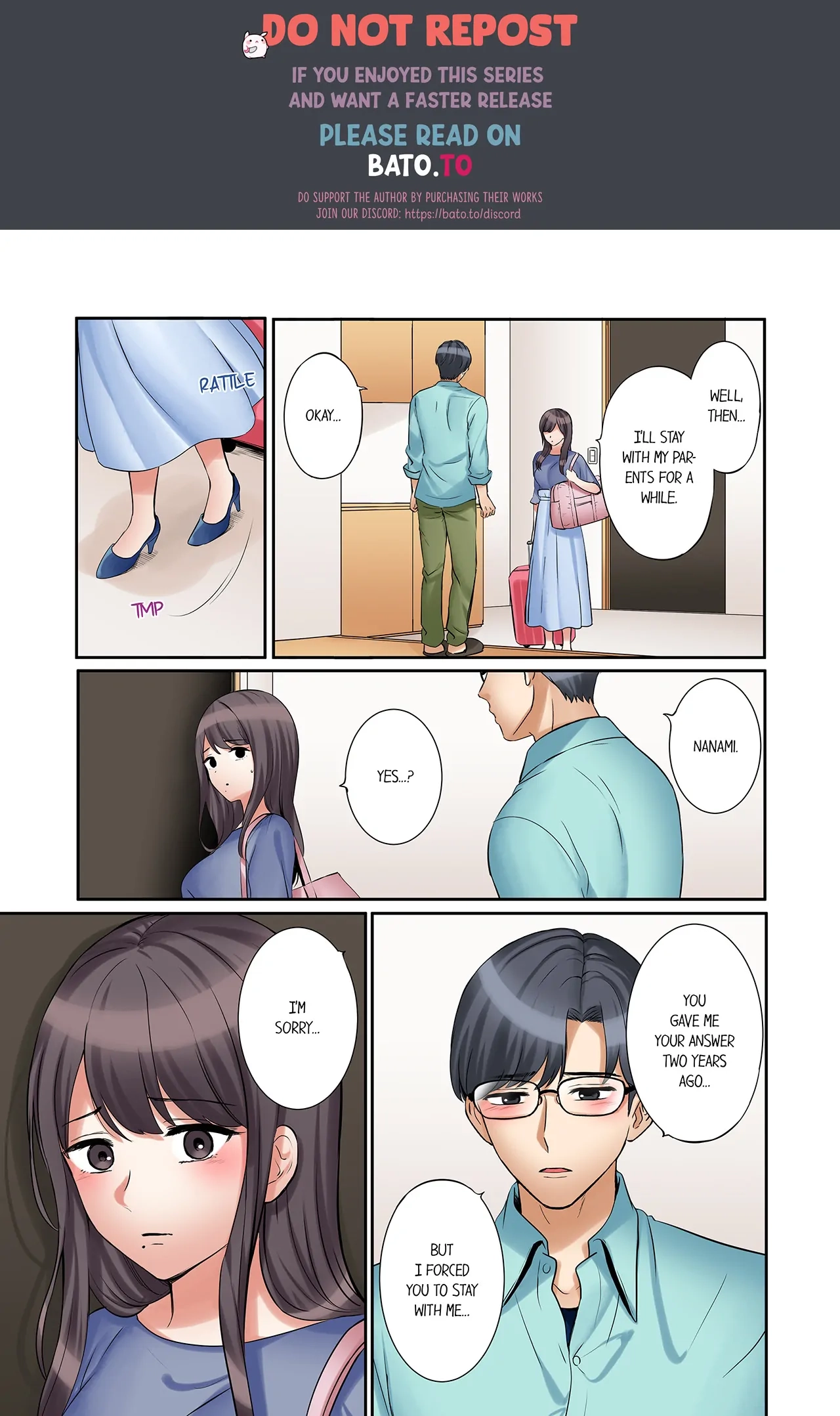 "Ato 3-kai wa Ikeru yo ne?" Otto no Kitaku Mae, Zetsurin Gitei ni Nando mo Hametaosareru Tsuma Chapter 112 page 1 - 