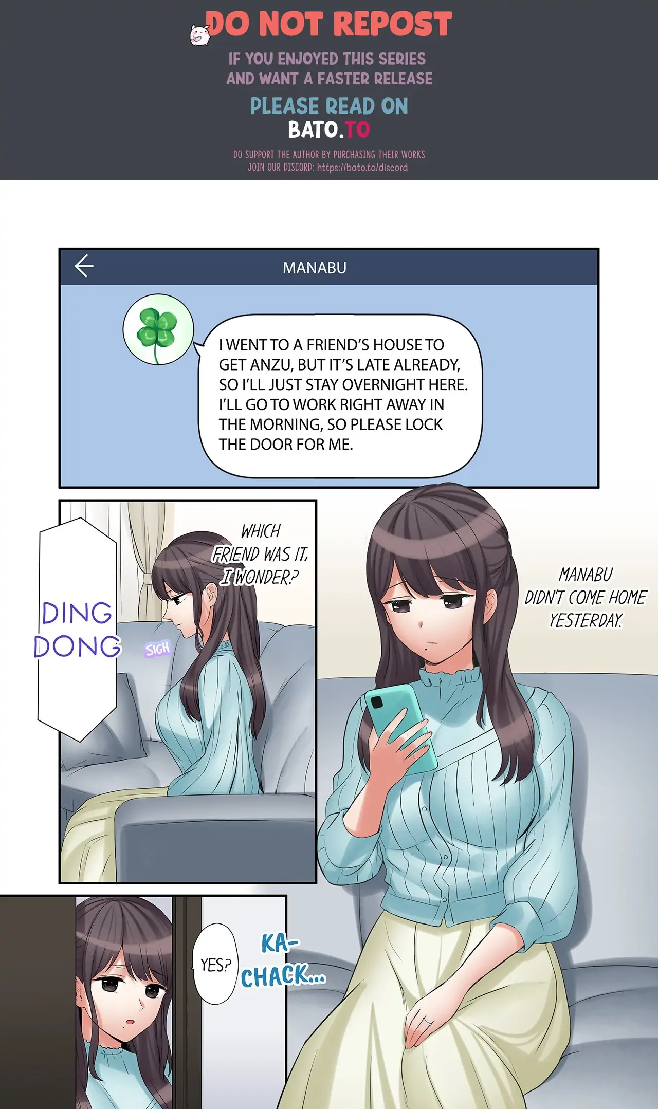 "Ato 3-kai wa Ikeru yo ne?" Otto no Kitaku Mae, Zetsurin Gitei ni Nando mo Hametaosareru Tsuma Chapter 49 page 1 - 