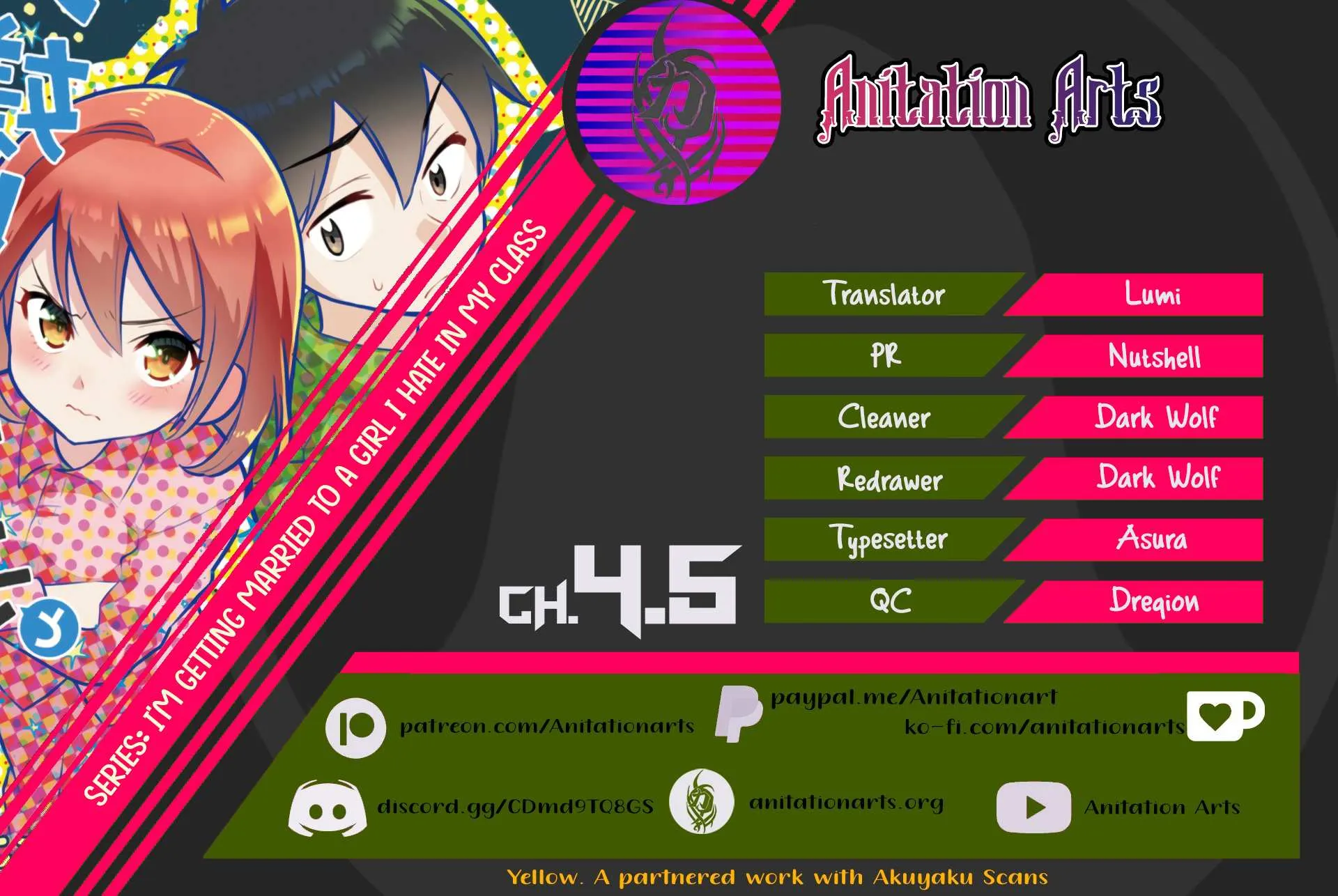 Class no Daikirai na Joshi to Kekkon Suru Koto ni Natta Chapter 4.5 page 1 - 