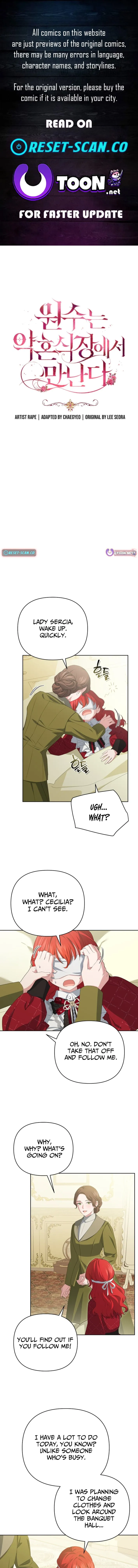 Enemies Meet at the Engagement Ceremony Chapter 8 page 1 - 
