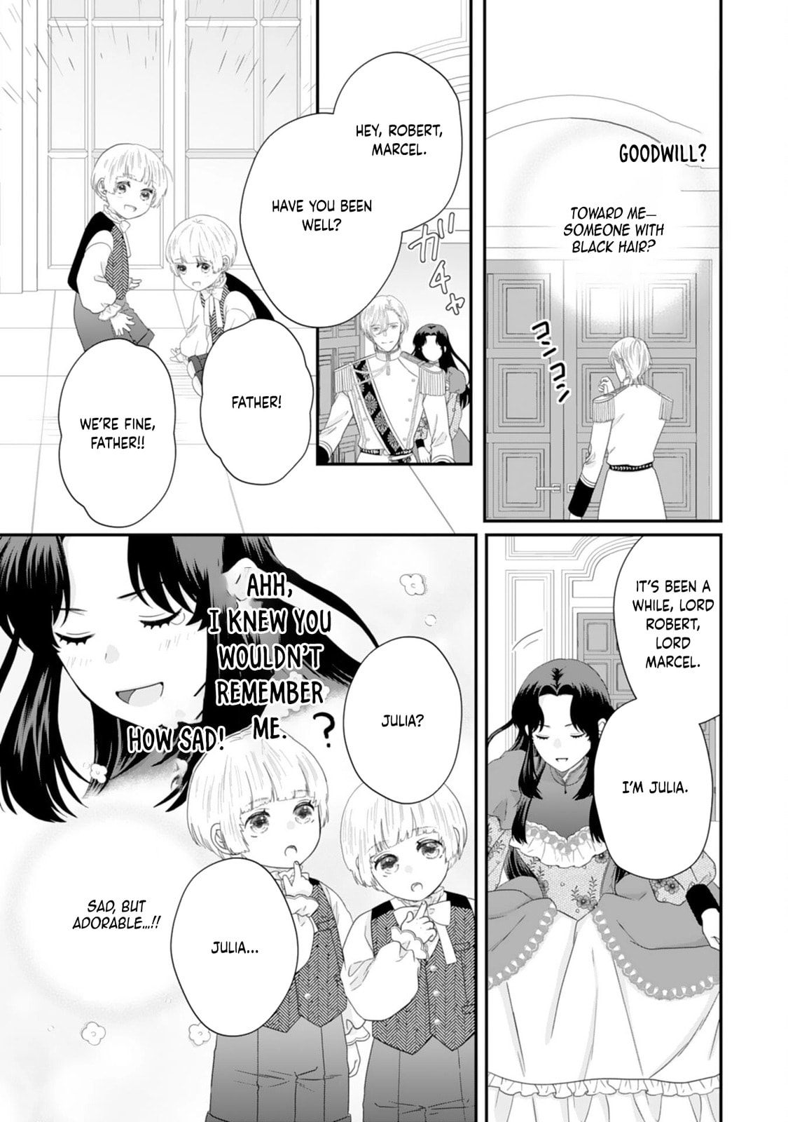 Futago Ouji no Mamahaha ni Narimashite: Kiraware Akujo desu ga, Sonna Koto yori Musuko-tachi ga Kawaisugite Komarimasu Chapter 4 page 33 - 