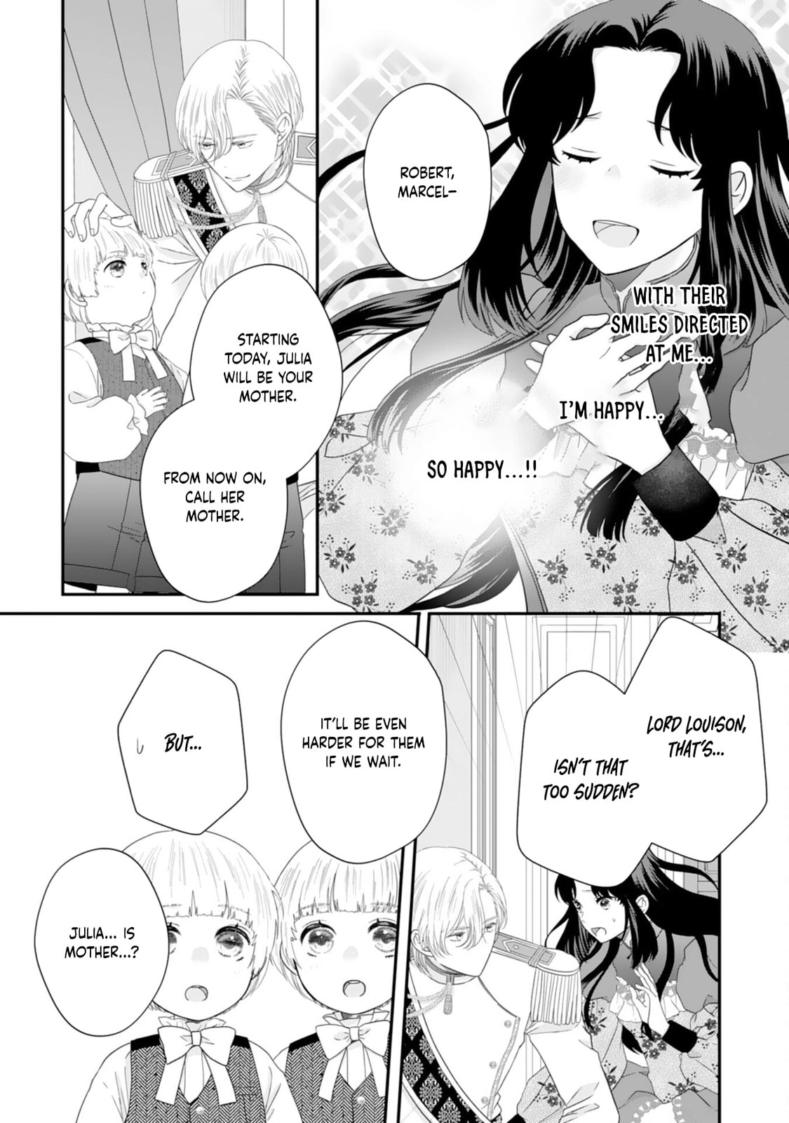 Futago Ouji no Mamahaha ni Narimashite: Kiraware Akujo desu ga, Sonna Koto yori Musuko-tachi ga Kawaisugite Komarimasu Chapter 4 page 35 - 