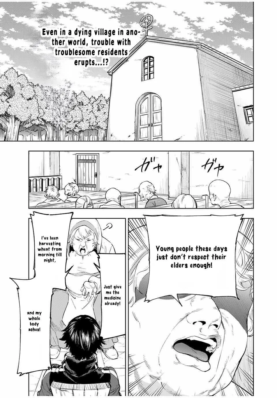 Genkai Shuuraku wo Datsu Mura Shita Renkinjutsushi, Tokai de "Saikyou" nano ga Bare Makuru. ~Rougai domo ni wa Iikagen Aiso ga Tsukimashita~ Chapter 1 page 1 - 
