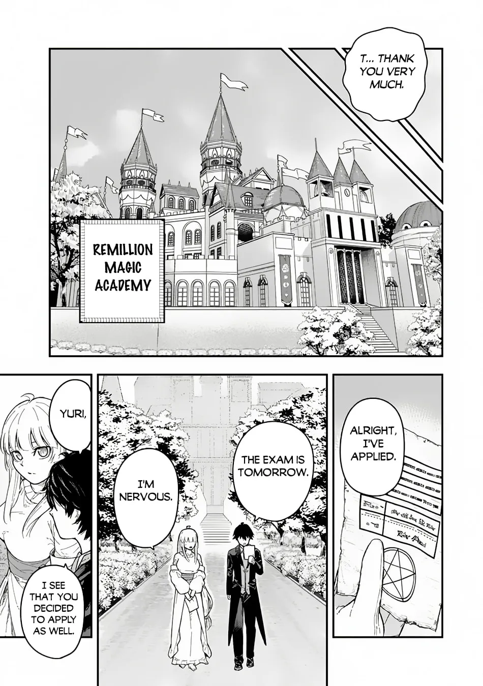 Gomi Ikada to Tsuihou Sareta Shiyounin, Jitsu wa Zense Kenja Desu: Shijou Saikyou no Kenja, Sekai Saikouhou no Gakuen ni Kayou Chapter 2.1 page 14 - 