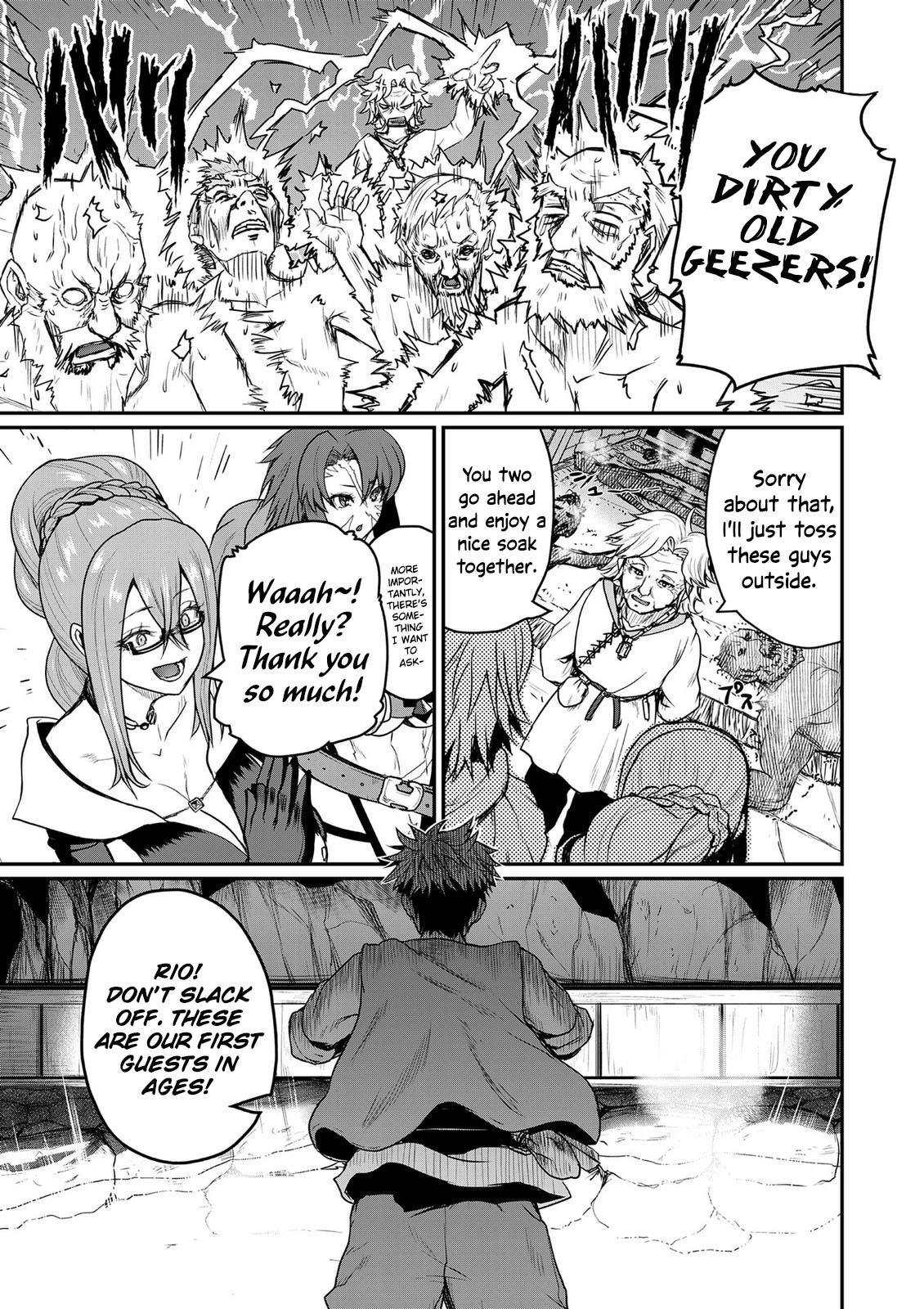 Henkyou no Ofuroya-san, Harem ni Naru: Yamaoku ni Aru Sabireta Onsen no Kounou ga Cheat Sugite Onna Boukensha ni Daininki na Ken Chapter 1 page 10 - 