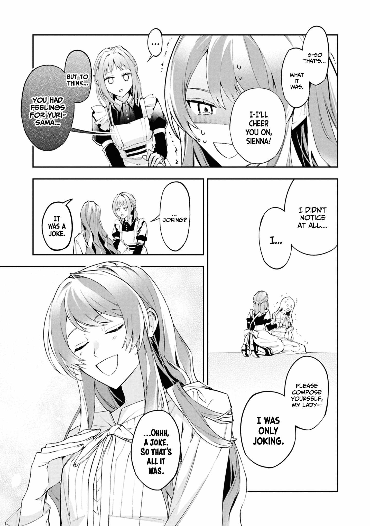 If the villainess and the villain were to meet and fall in love ~It seems the shunned heroine who formed a contract with an unnamed spirit is fighting with the nobleman yet again~ Chapter 26 page 12 - 