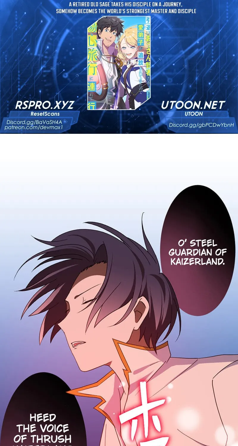 Intaishita Ossan Kenjada ga Manadeshi ga Tsuihou Sarete Kita no de Shoushin Ryokou ni Tsureteiku ~Surouraifu na Tabi no Tsumori ga, Nazeka Sekai Saikyou no Shitei ni Natte Ita~ Chapter 29 page 1 - 