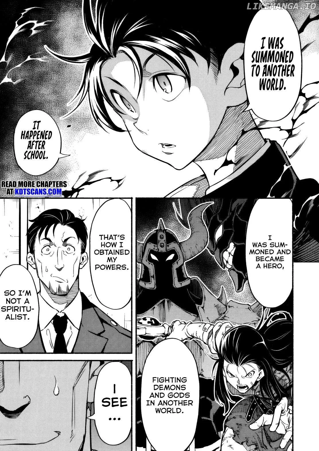 Isekai kara kikan shitara chikyuu mo kanari fantajiu deshita. Ato, makeheroin-domo kocchi minna. Chapter 2.1 page 14 - 