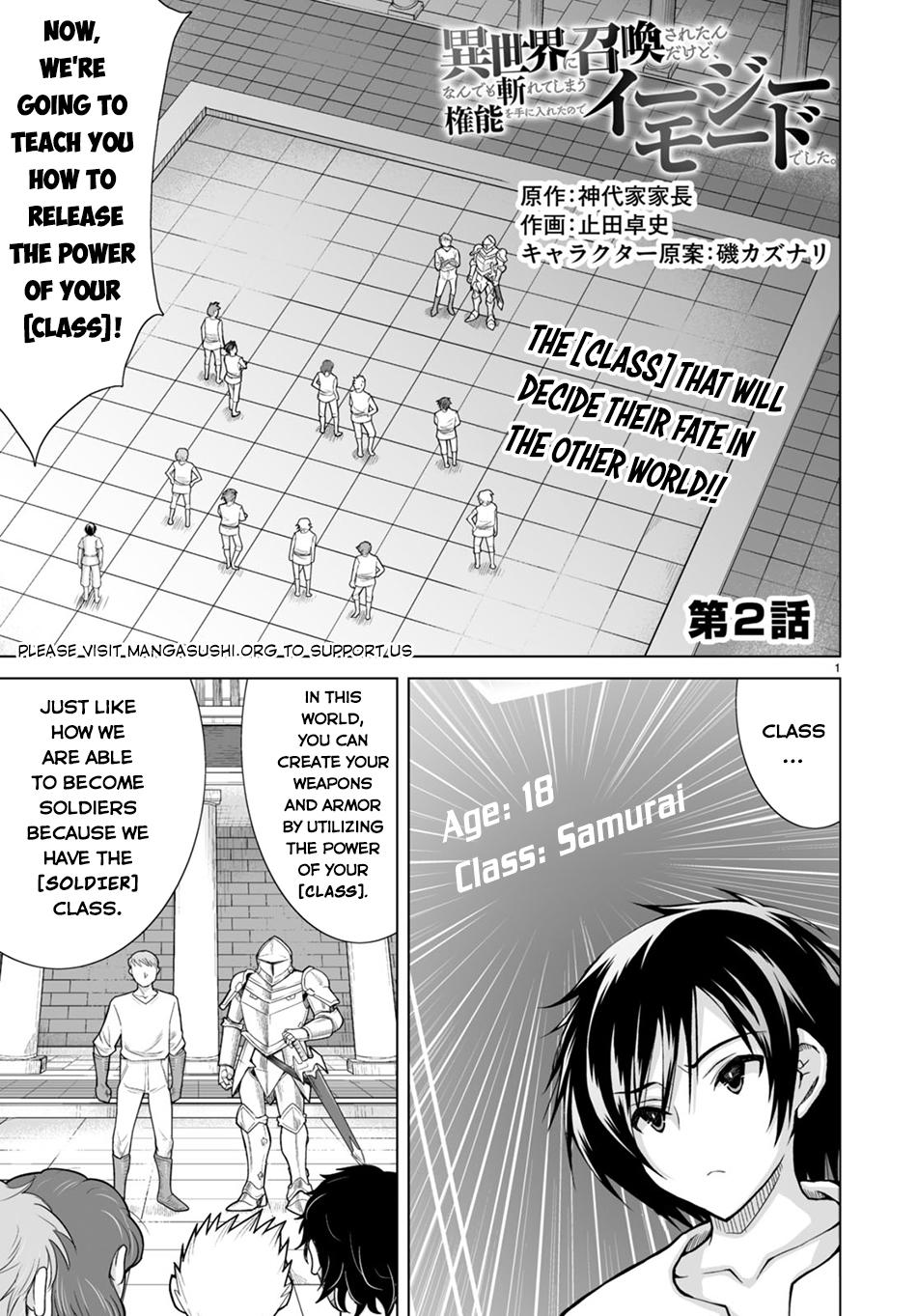 Isekai ni Shoukan Saretan Dakedo, Nandemo Kireteshimau Kennou o Teni Ireta node Easy Mode Deshita. Chapter 2 page 2 - 