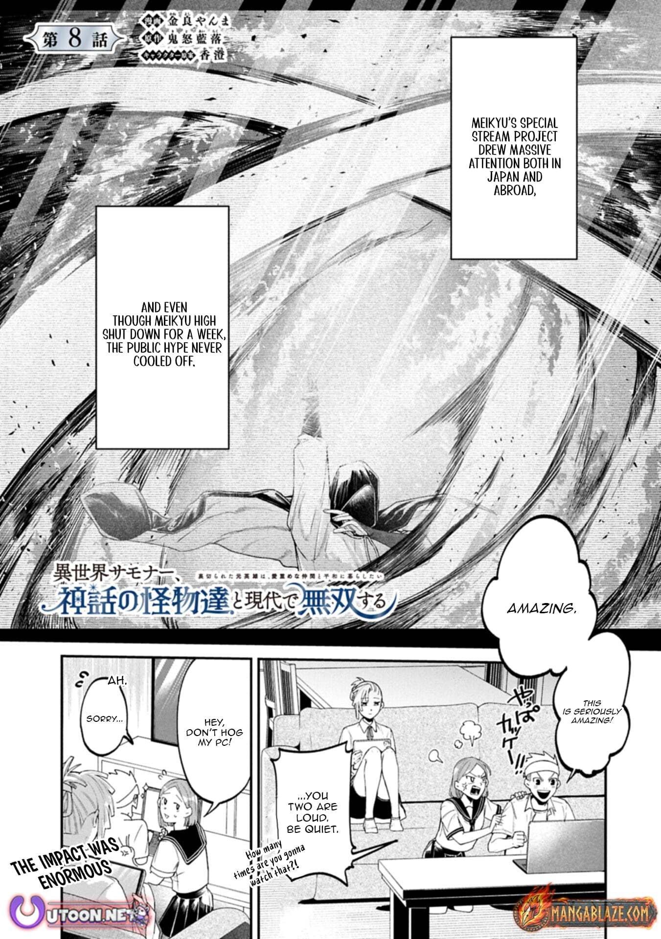 Isekai Summoner, Shinwa no Kaibutsu-tachi to Gendai de Musou suru: Uragirareta Moto Eiyuu wa, Ai Omome na Nakama to Heiwa ni Kurashitai Chapter 8.1 page 2 - 