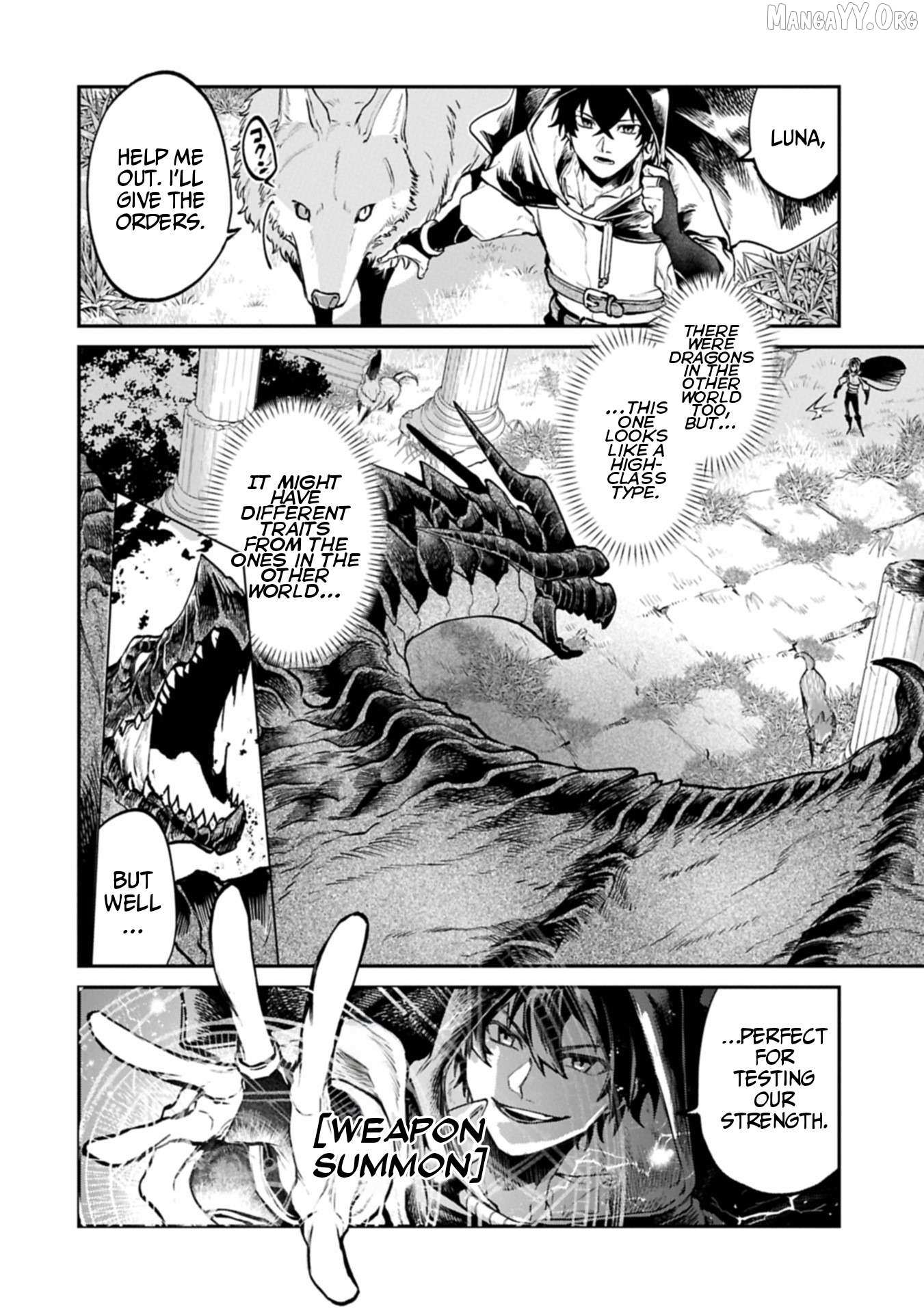 ISEKAI SUMMONER, SHINWA NO KAIBUTSU-TACHI TO GENDAI DE MUSOU SURU: URAGIRARETA MOTO EIYUU WA, AIKASANAME NA NAKAMA TO HEIWA NI KURASHITAI Chapter 2 page 26 - 