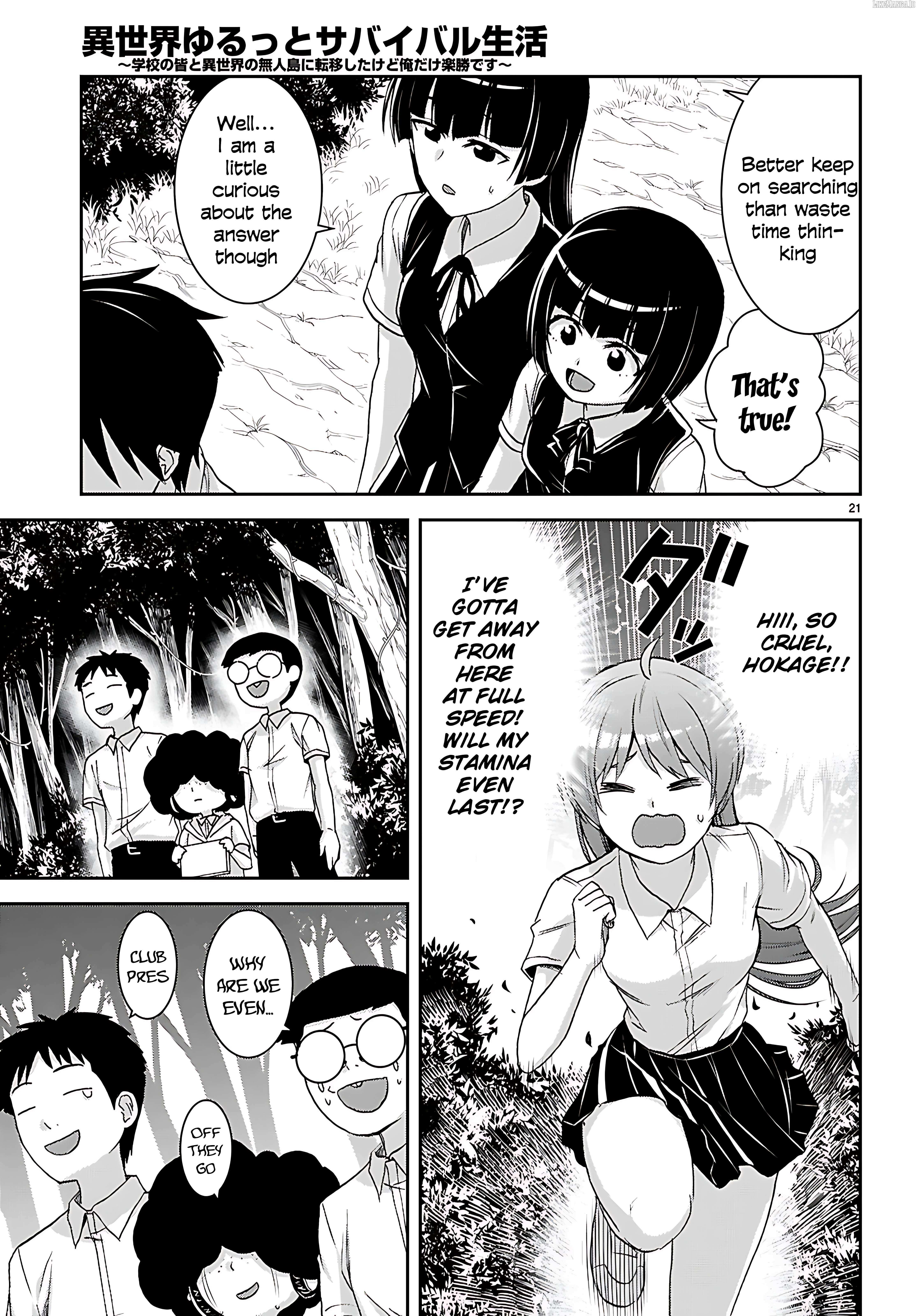 Isekai Yurutto Survival Seikatsu: Gakkou no Minna to Isekai no Mujintou ni Tenishitakedo Ore Dake Rakushou desu Chapter 42 page 21 - 