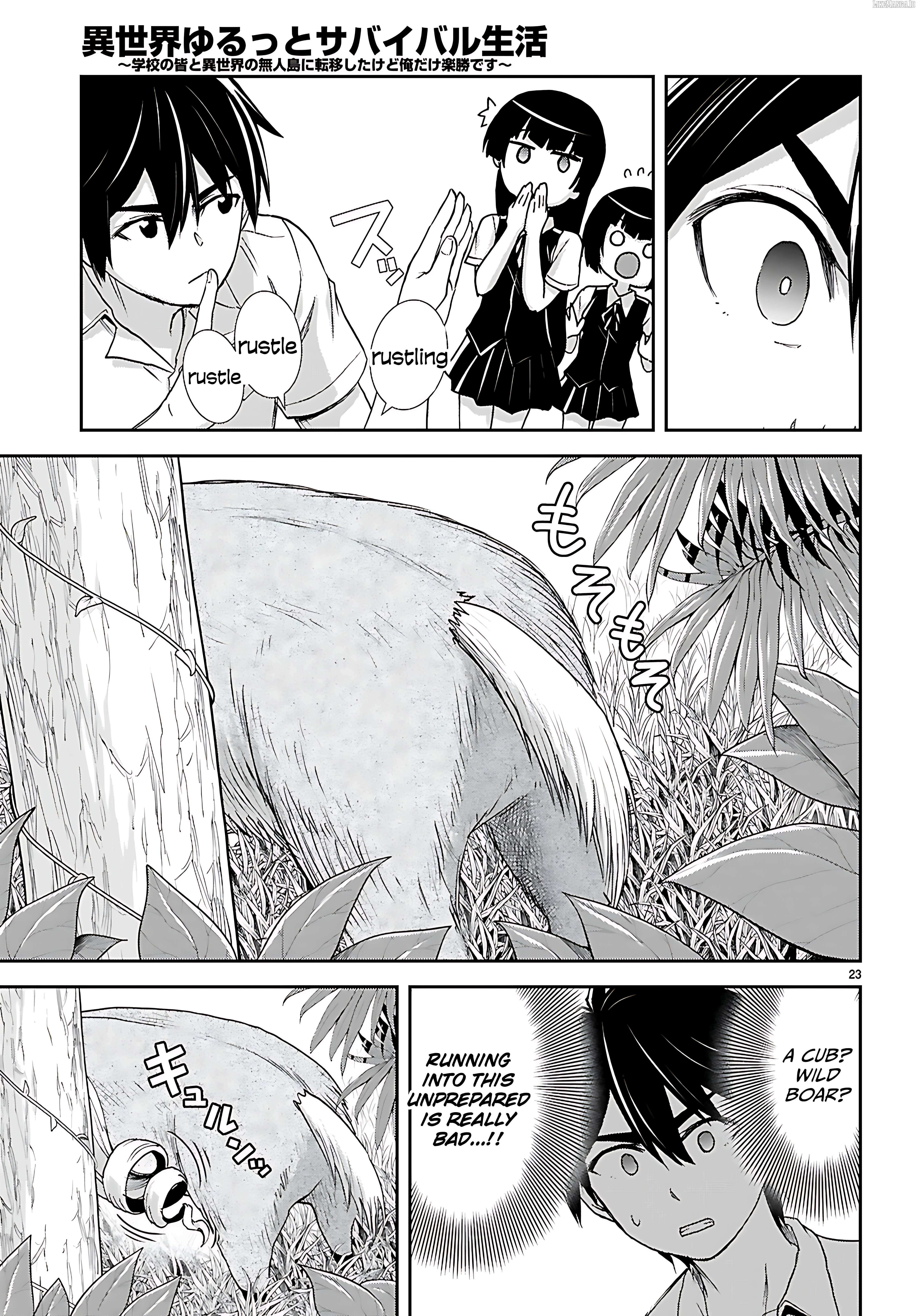 Isekai Yurutto Survival Seikatsu: Gakkou no Minna to Isekai no Mujintou ni Tenishitakedo Ore Dake Rakushou desu Chapter 42 page 23 - 