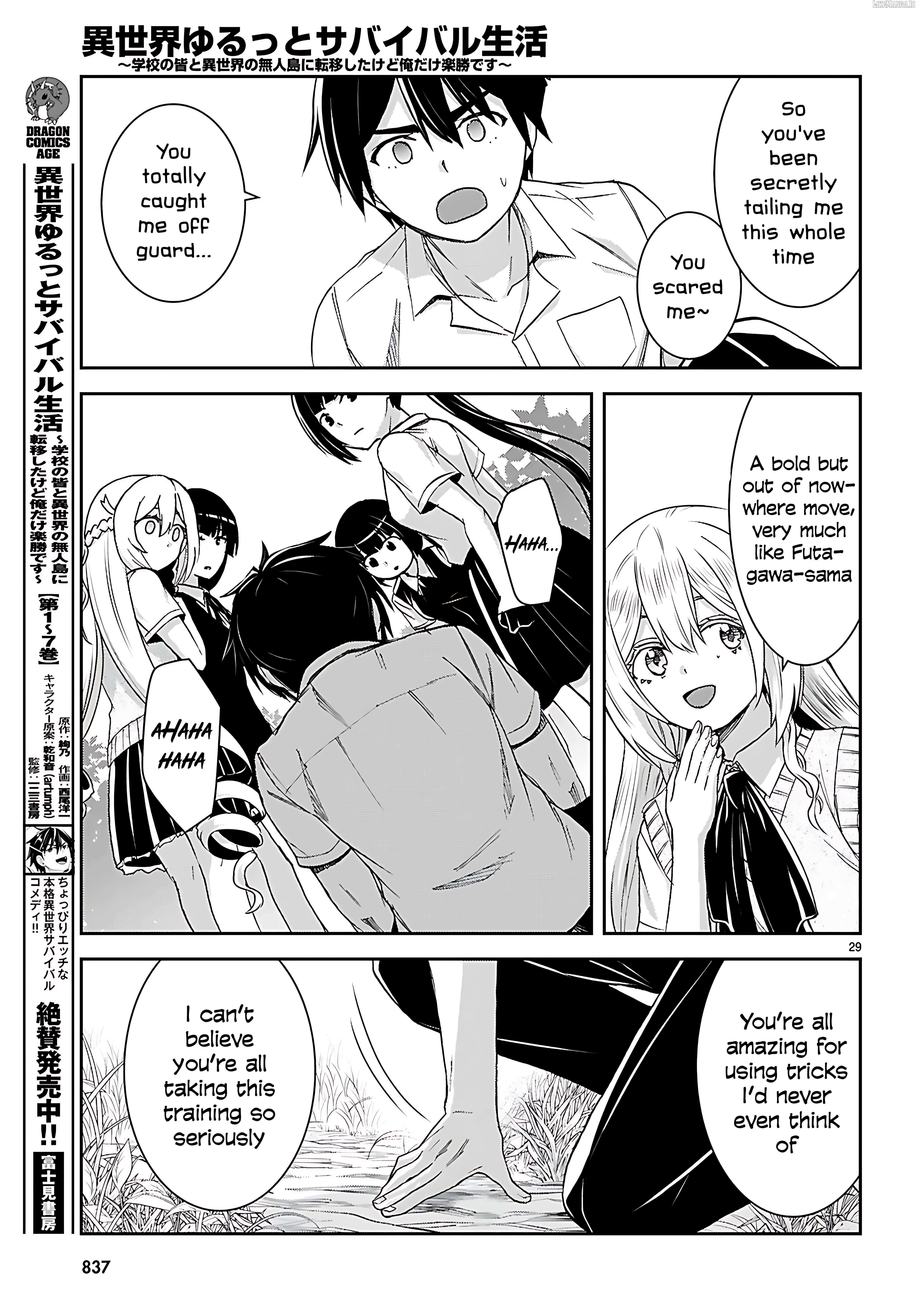 Isekai Yurutto Survival Seikatsu: Gakkou no Minna to Isekai no Mujintou ni Tenishitakedo Ore Dake Rakushou desu Chapter 42 page 29 - 