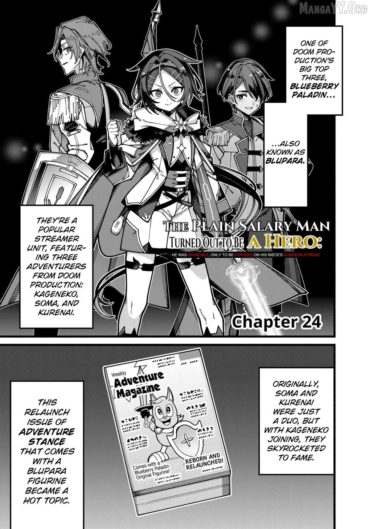 Jimi na Ojisan, Jitsu wa Eiyu Datta. -Jikaku ga Nai mama Muso Shitetara, Mei no Dungeon Haishin de Sarasareteta yo desu Chapter 24 page 1 - 