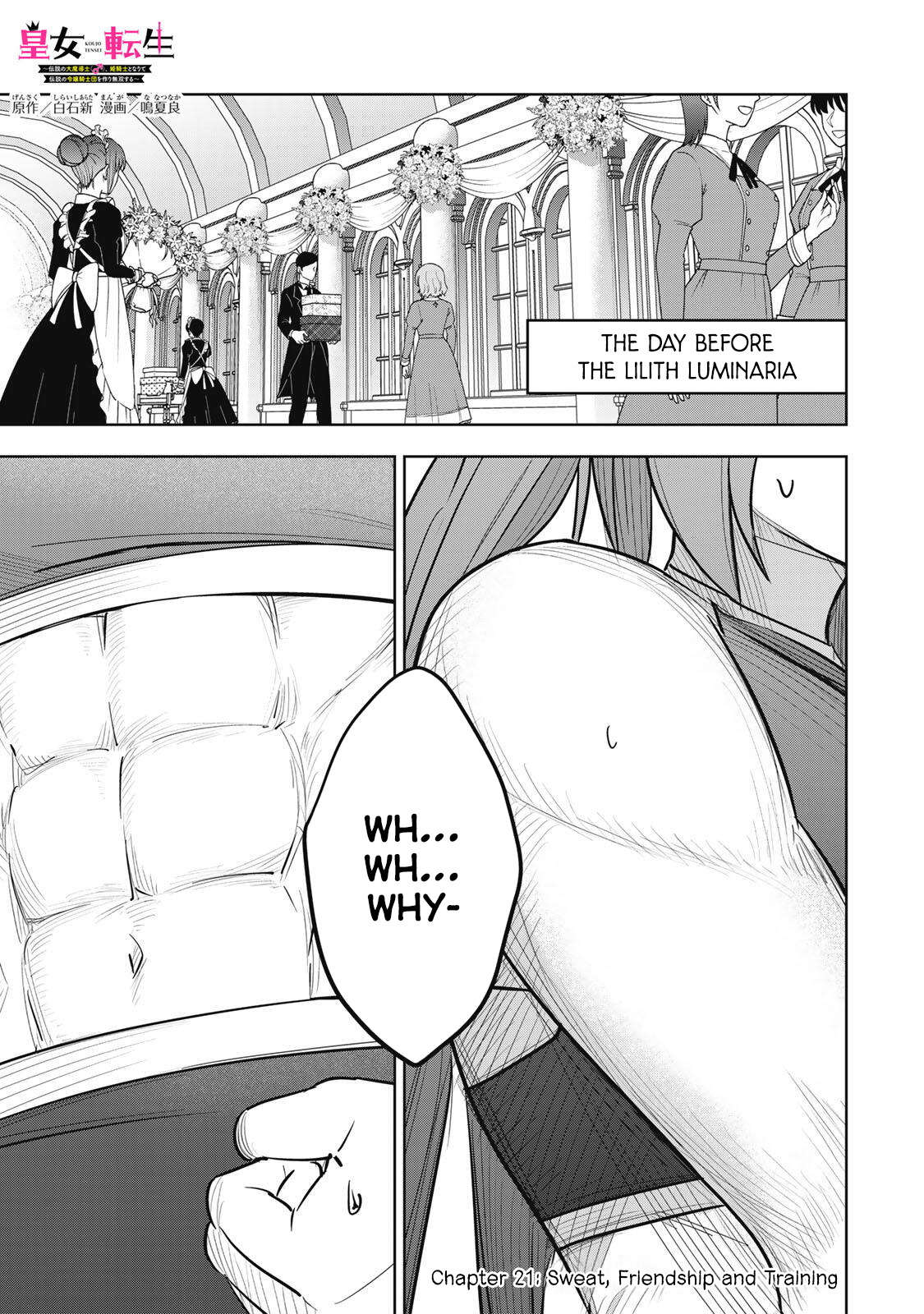 Koujo Tensei: Densetsu no Dai Madoushi (♂), Hime Kishi to Narite Densetsu no Reijou Kishidan o Tsukuri Musou Suru Chapter 21 page 1 - 