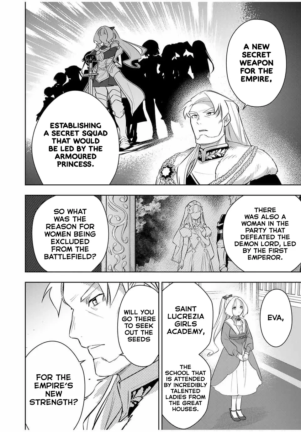 Koujo Tensei: Densetsu no Dai Madoushi (♂), Hime Kishi to Narite Densetsu no Reijou Kishidan o Tsukuri Musou Suru Chapter 8 page 14 - 