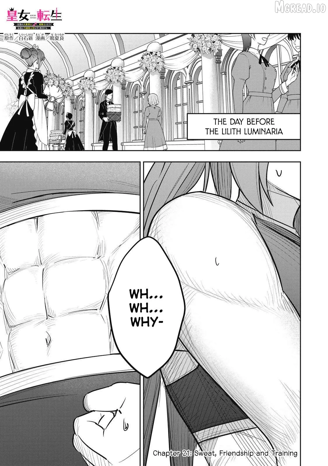Koujo Tensei ~ Densetsu no Daimadoushi (♂), Hime Kishi to Narite Densetsu no Reijou Kishidan o Tsukuri Musou suru ~ Chapter 21 page 1 - 