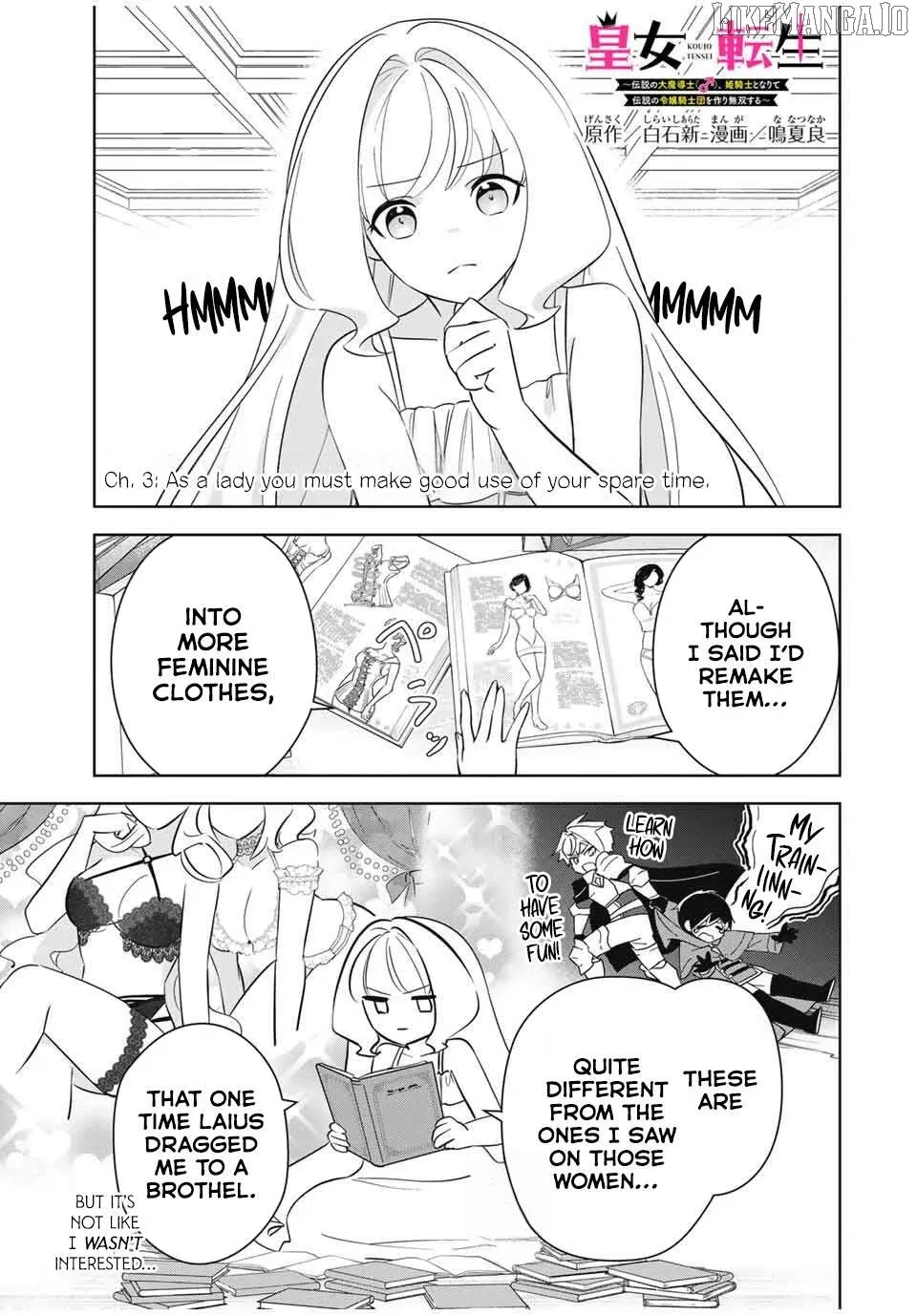 Koujo Tensei ~ Densetsu no Daimadoushi (♂), Hime Kishi to Narite Densetsu no Reijou Kishidan o Tsukuri Musou suru ~ Chapter 3 page 1 - 