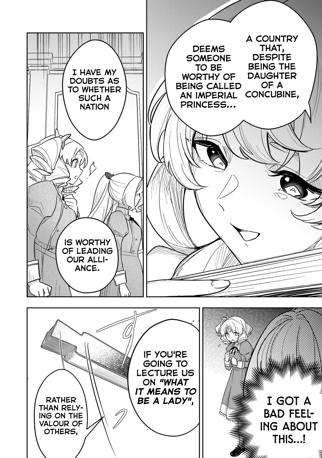 Koujo Tensei: Densetsu no Daimadoushi (♂), Hime Kishi to Narite Densetsu no Reijou Kishidan wo Tsukuri Musou suru Chapter 19 page 14 - 