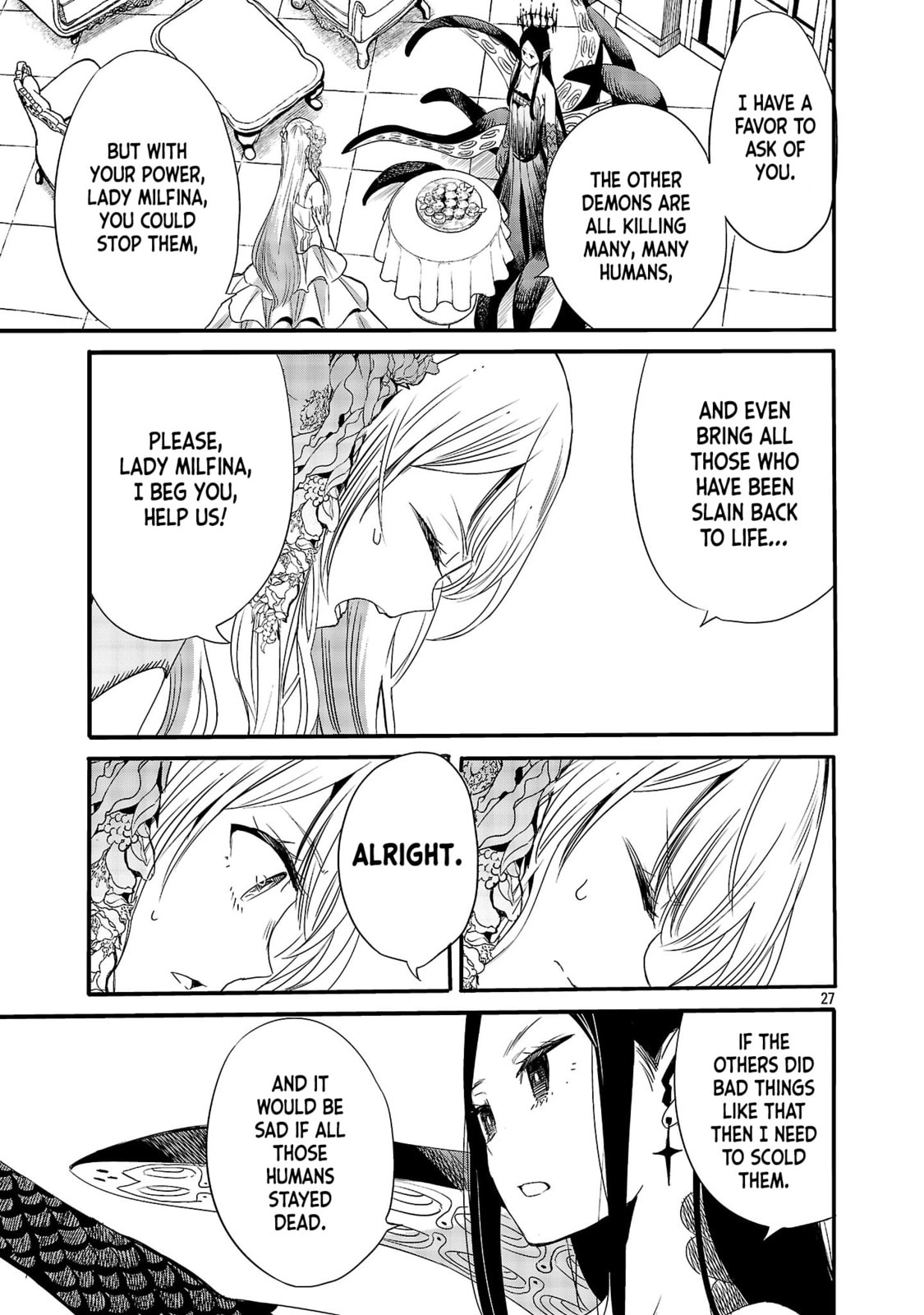 Koushaku Reijou no Rouraku Mission: Maou to no Seiryaku Kekkon ga Jinrui Saigo no Kirifuda desu!... tte, Maou ga Onnanoko no Baai wa Dou Sureba Ii no desu ka!? Chapter 3 page 27 - 