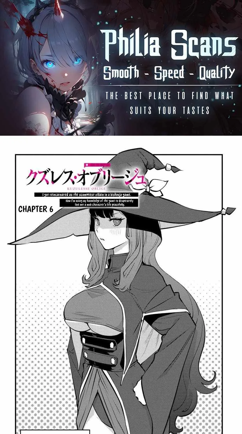 Kuzuless Oblige 18-kin ge sekai no kuzu akuyaku ni tensei shite shimatta ore wa, gensaku chishiki no chikara de dōshite mo mobu jinsei o tsukamitoritai Chapter 6 page 1 - 