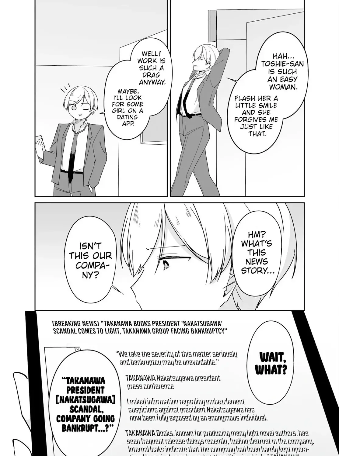 Madogiwa Henshuu to Baka ni Sareta Ore ga, Futago JK to Doukyo Suru Koto ni Natta Chapter 12 page 44 - 