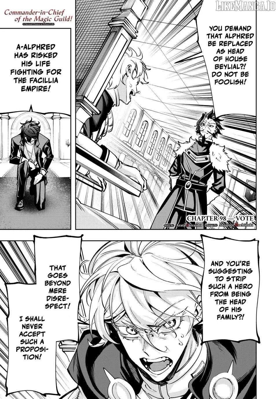 Majutsu Guild Sousui: Umarekawatte Imasara Yarinaosu Nidome no Gakuin Seikatsu Chapter 98 page 1 - 