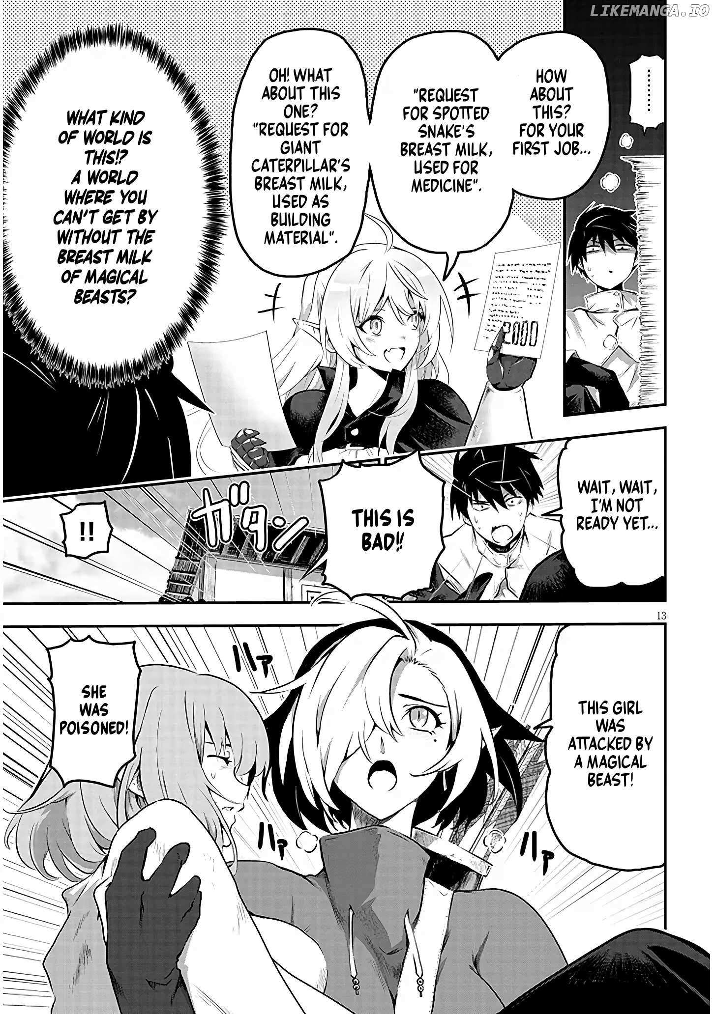 Milk-shibori Hunter no Isekai Sakunyuuki ~Nouka no Saenai Otoko ga Arayuru Shuzoku no Chiku-B o Moteasobi-toriko ni Suru~ Chapter 1.1 page 13 - 