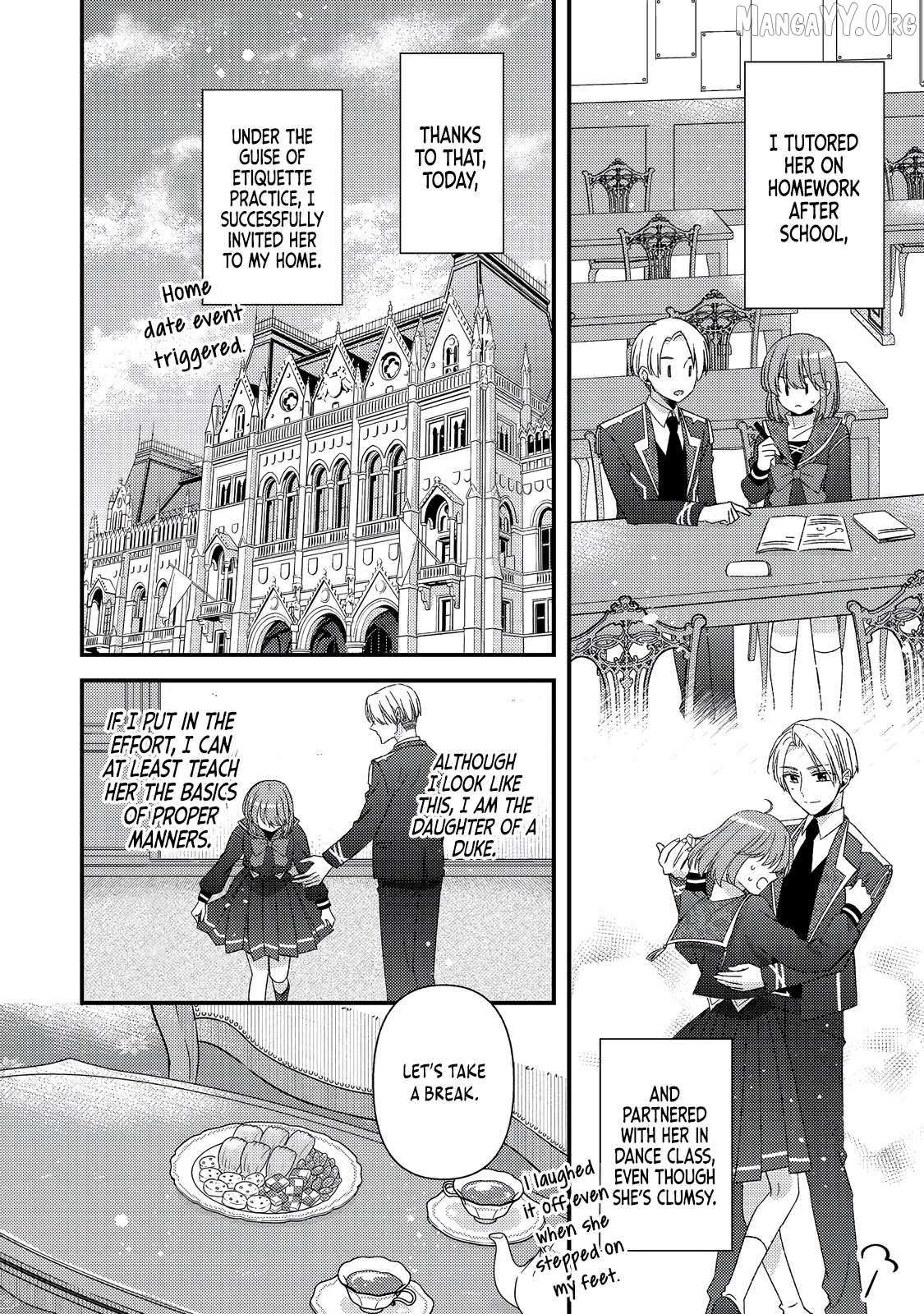 Mob Douzen No Akuyaku Reijou Wa Dansou Shite Kouryaku Taishou No Za O Nerau Chapter 11.1 page 3 - 