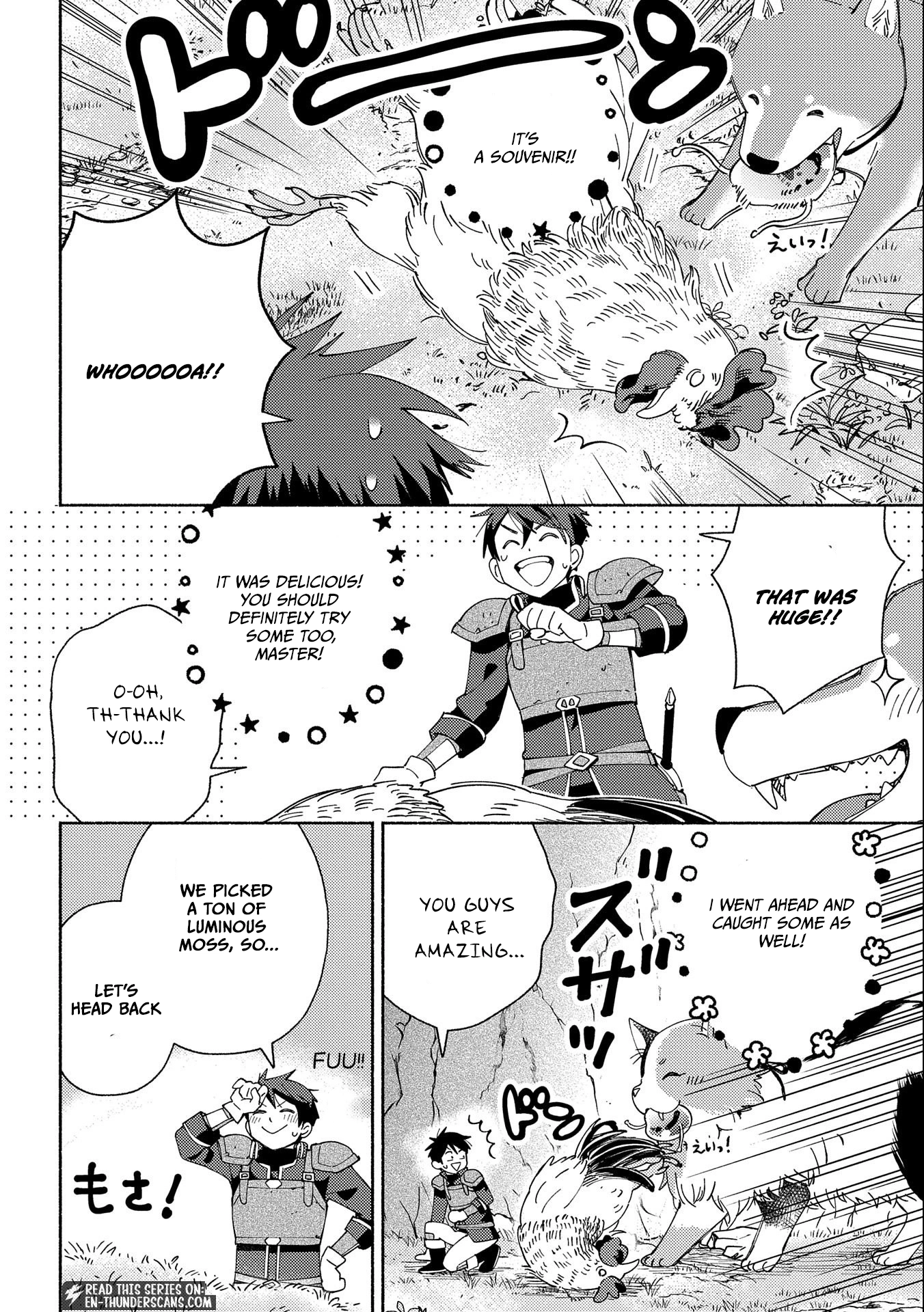 Mofumofu to Mukumuku to Isekai Hyouryuu Seikatsu ~Oishiu Gohan, Kami-sama, Kazoku-tsuki~ Chapter 5 page 28 - 