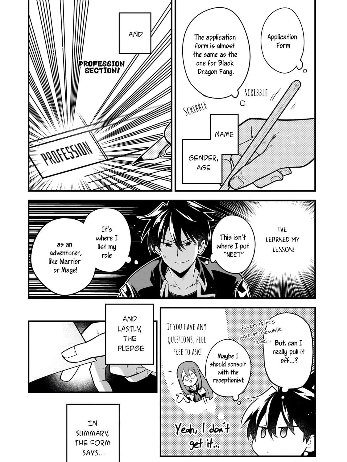 Mukiryoku NEET na Moto Shindou, Boukensha ni Naru: "Gakusei Jidai no Seiseki to Jisshakai wa Betsu Daro?" to Kanchaigai Shita Mama Mujikaku Cheat ni Musou Suru Chapter 12 page 5 - 