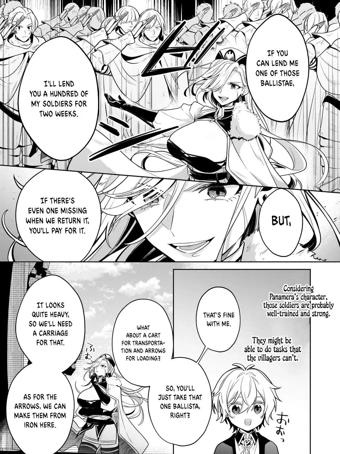 Okiraku Ryoushu no Tanoshii Ryouchi Bouei ~Seisan-kei Majutsu de Na mo na Kimura wo Saikyou no Jousai Toshi ni~ Chapter 19 page 43 - 