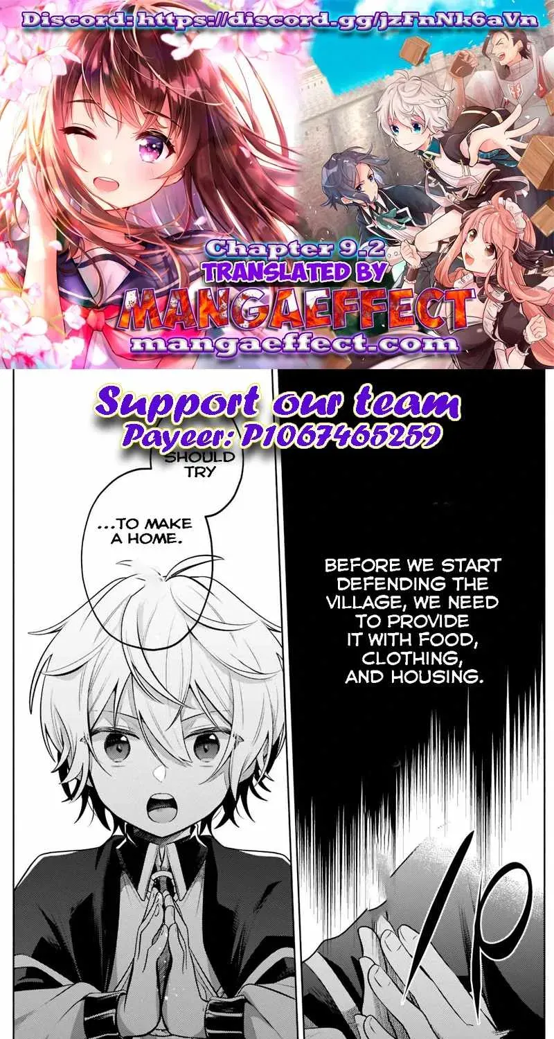Okiraku Ryoushu no Tanoshii Ryouchi Bouei ~Seisan-kei Majutsu de Na mo na Kimura wo Saikyou no Jousai Toshi ni~ Chapter 9.2 page 1 - 