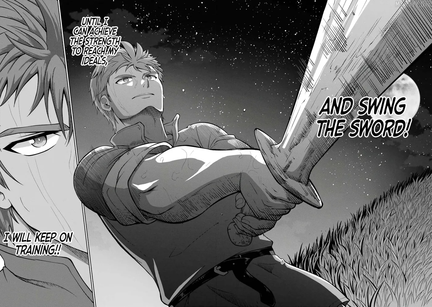 Ossan Boukensha no Okureta Eiyuu-tan  Kansha no Suburi o 1 nichi 1 man Kaishite itara, Kensei ga Deshi-iri Shigan ni Yatte Kita Chapter 1 page 54 - 