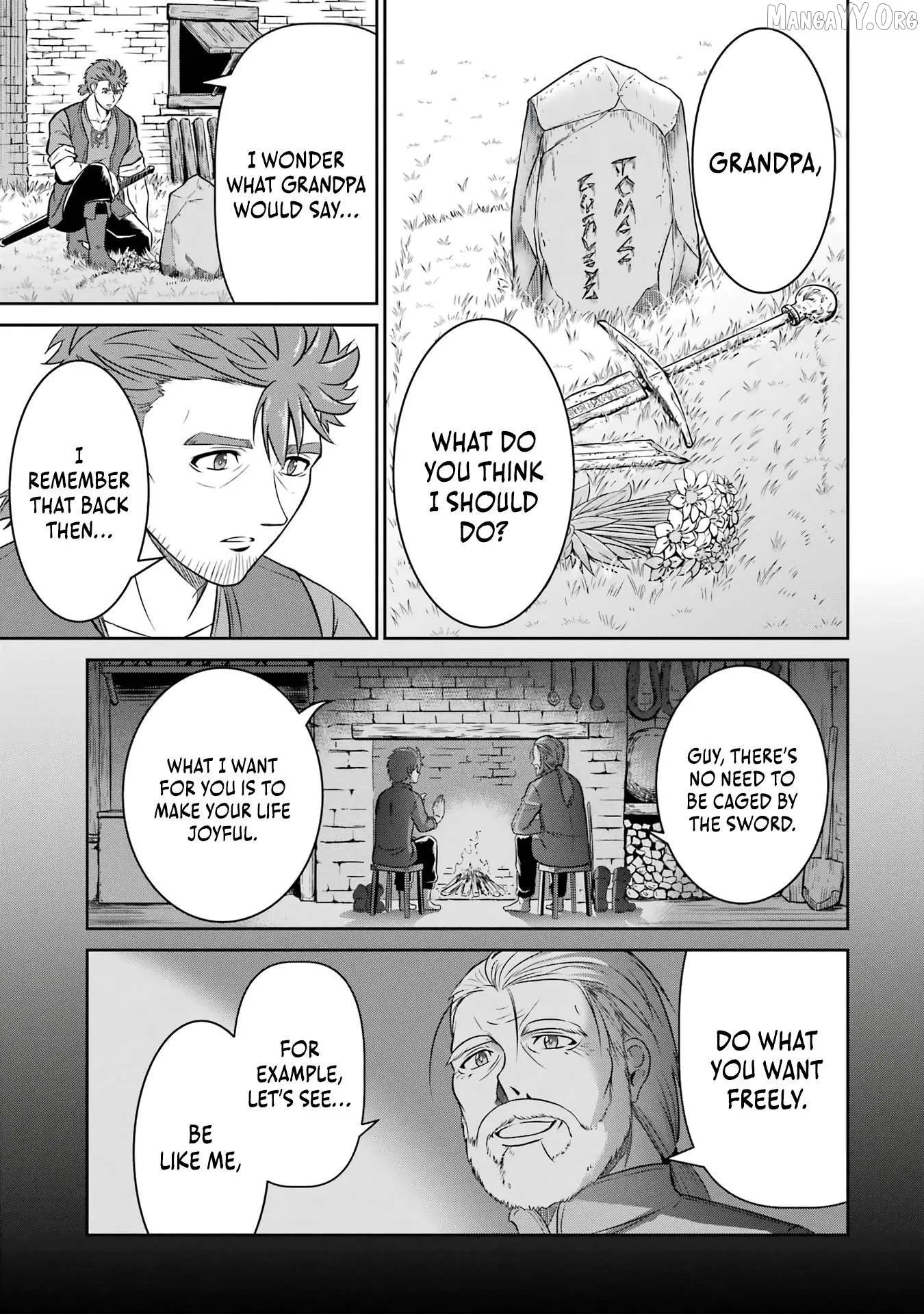 Ossan Boukensha no Okureta Eiyuu-tan  Kansha no Suburi o 1 nichi 1 man Kaishite itara, Kensei ga Deshi-iri Shigan ni Yatte Kita Chapter 1 page 58 - 