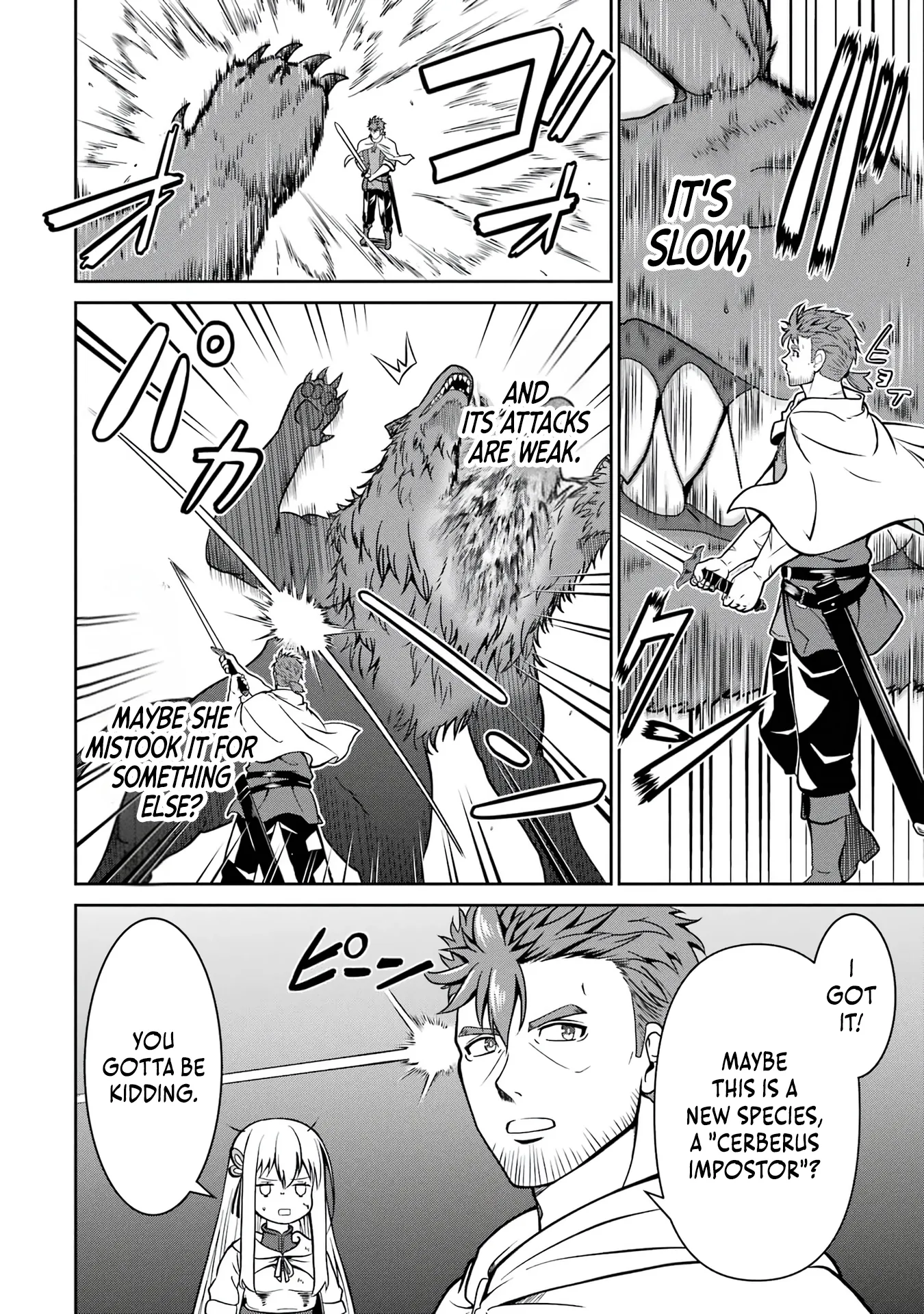 Ossan Boukensha no Okureta Eiyuu-tan  Kansha no Suburi o 1 nichi 1 man Kaishite itara, Kensei ga Deshi-iri Shigan ni Yatte Kita Chapter 2 page 59 - 