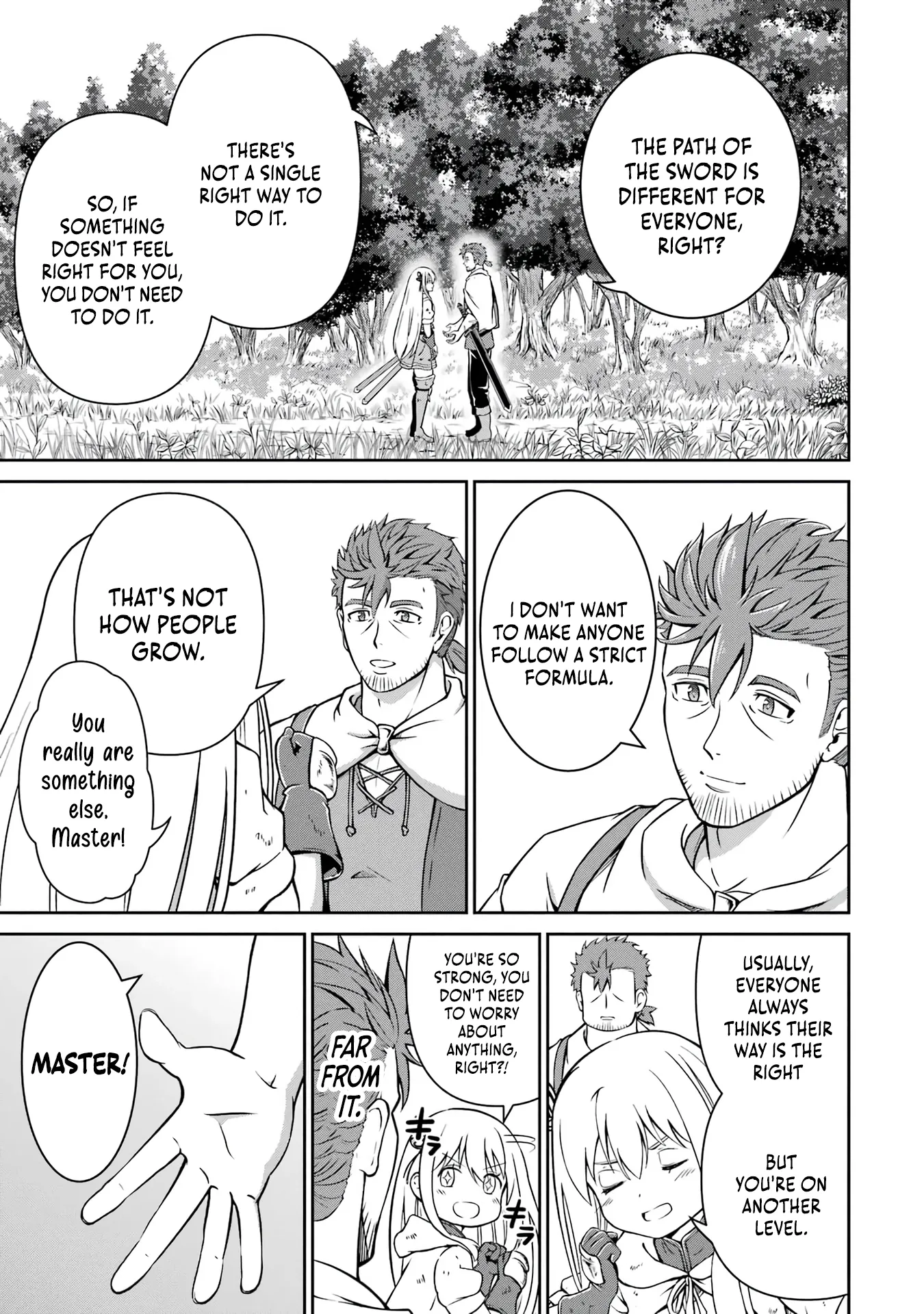 Ossan Boukensha no Okureta Eiyuu-tan  Kansha no Suburi o 1 nichi 1 man Kaishite itara, Kensei ga Deshi-iri Shigan ni Yatte Kita Chapter 2 page 77 - 