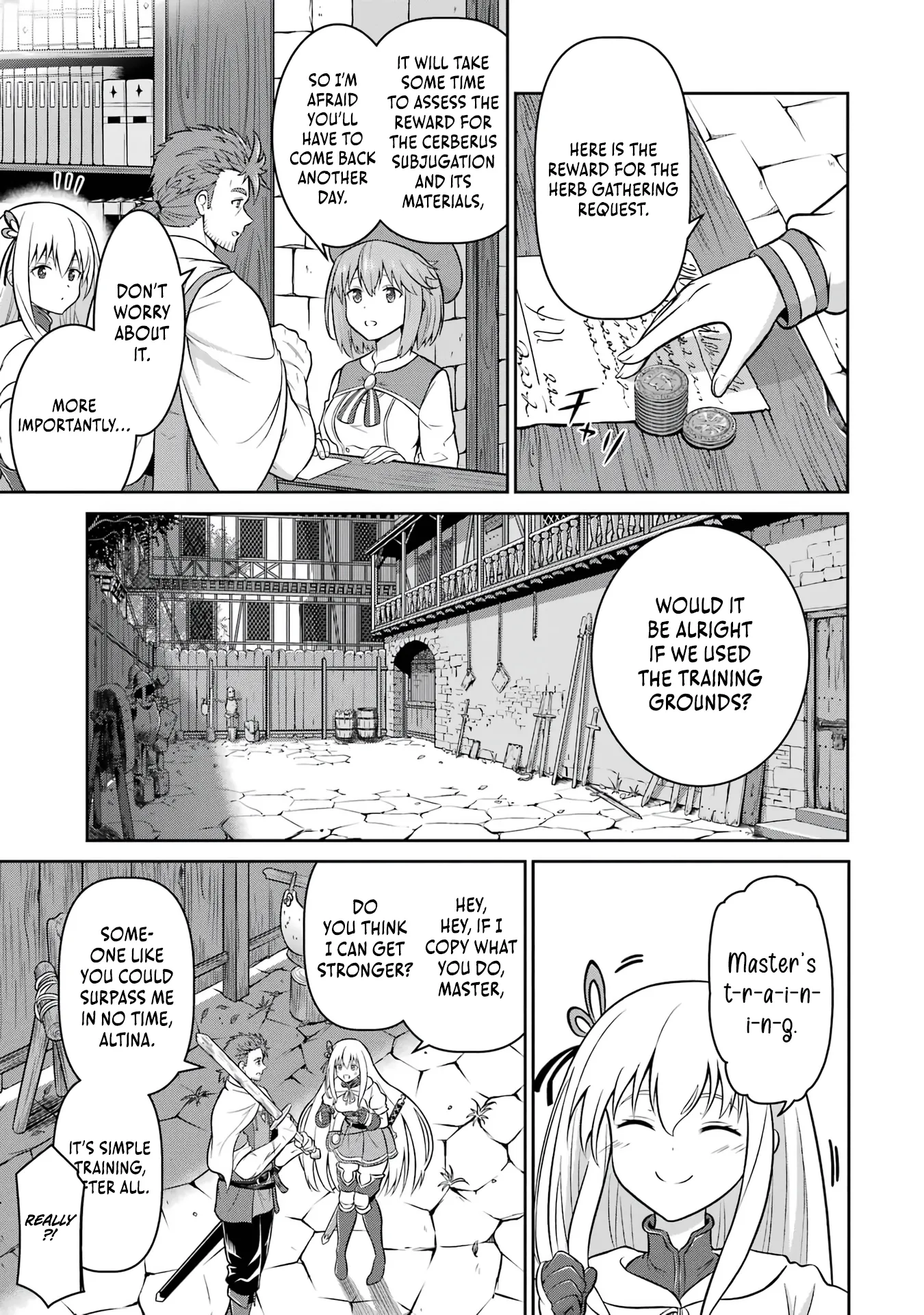 Ossan Boukensha no Okureta Eiyuu-tan  Kansha no Suburi o 1 nichi 1 man Kaishite itara, Kensei ga Deshi-iri Shigan ni Yatte Kita Chapter 3 page 15 - 
